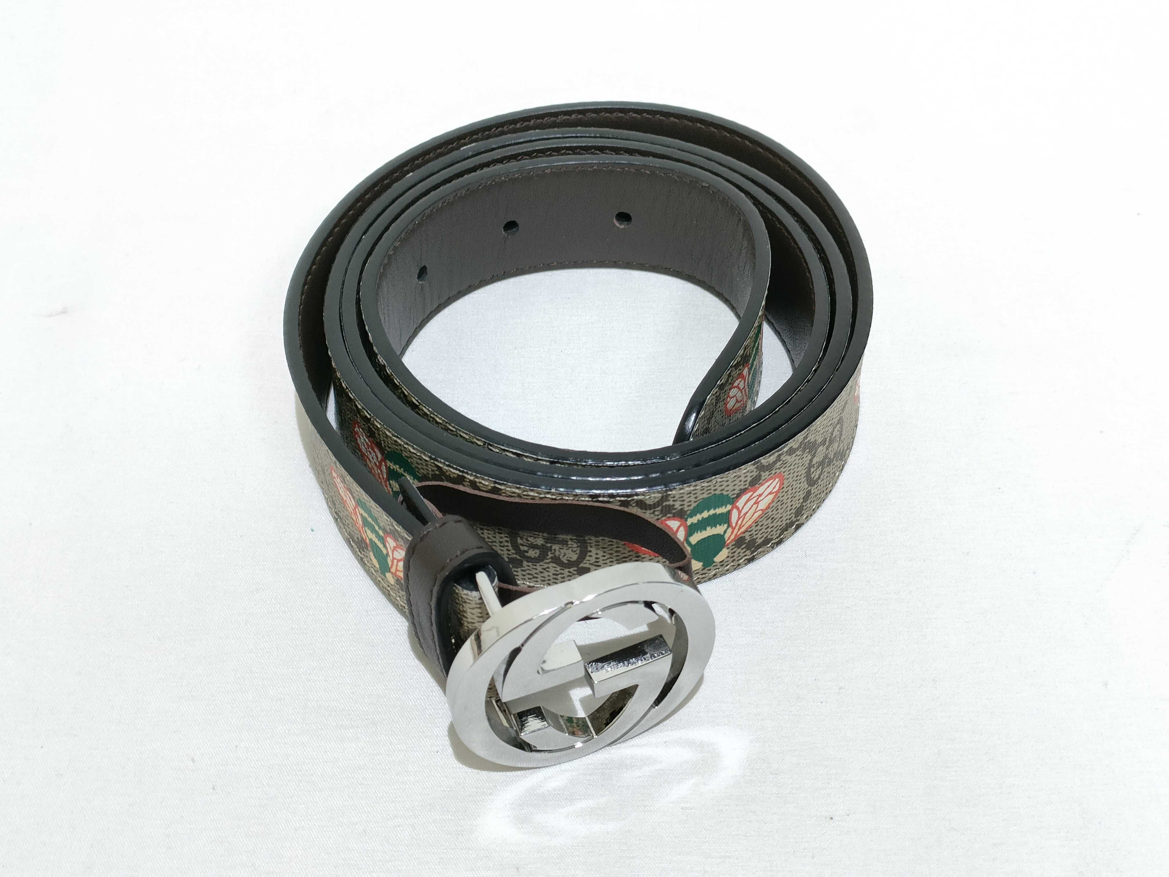GG Supreme x Bee Print 480199 Canvas x Leather Belt