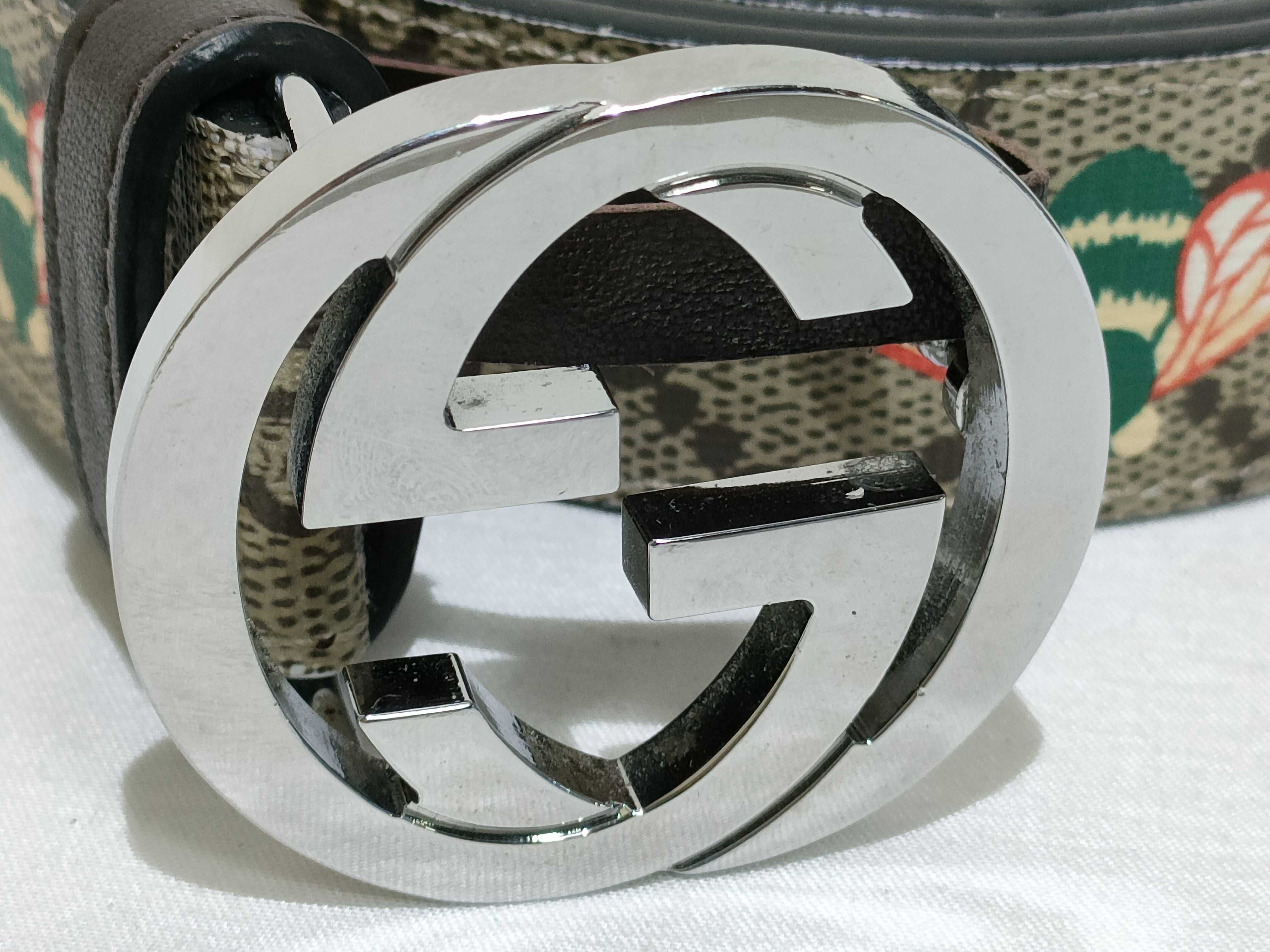 GG Supreme x Bee Print 480199 Canvas x Leather Belt — view 2