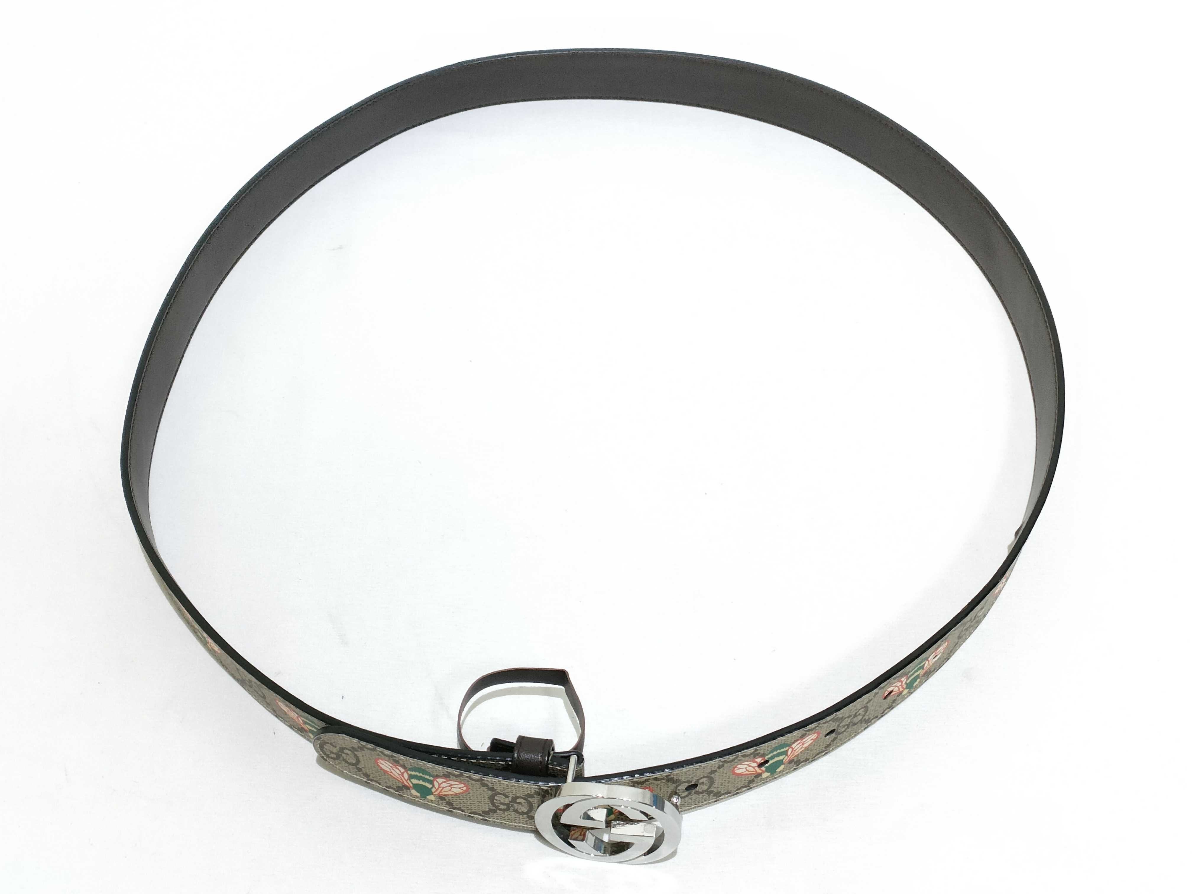 GG Supreme x Bee Print 480199 Canvas x Leather Belt — view 3