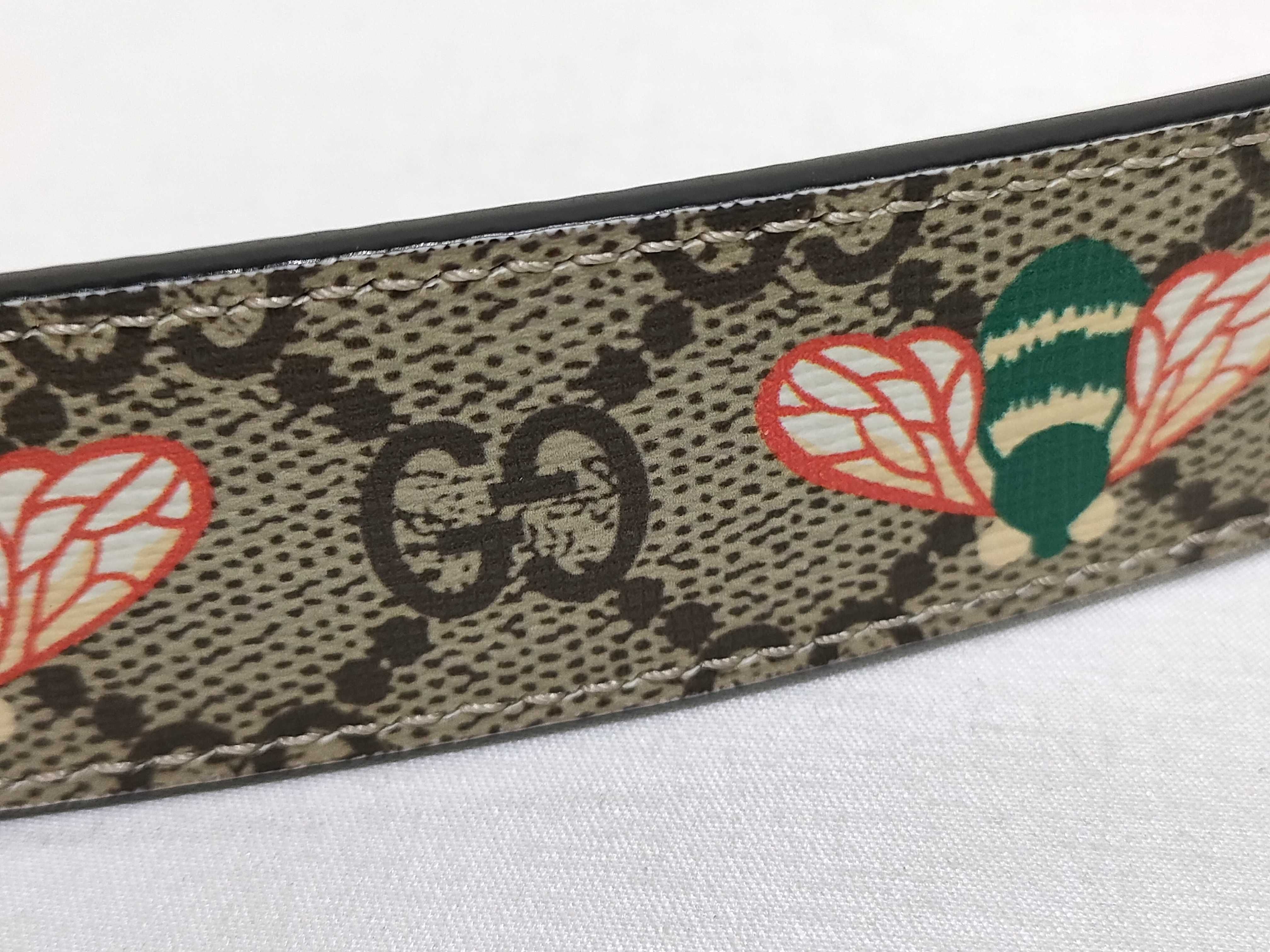 GG Supreme x Bee Print 480199 Canvas x Leather Belt — view 9