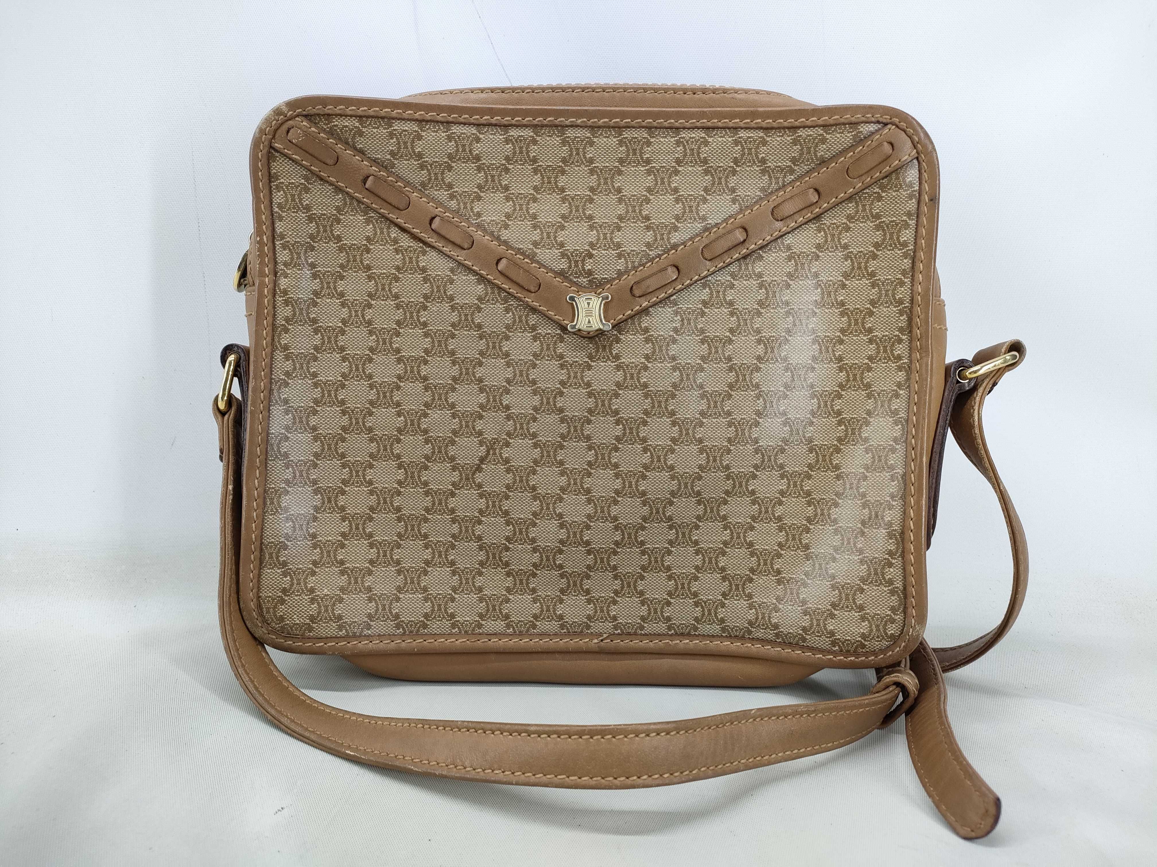 Macadam Shoulder Bag, PVC x Leather, Beige x Camel