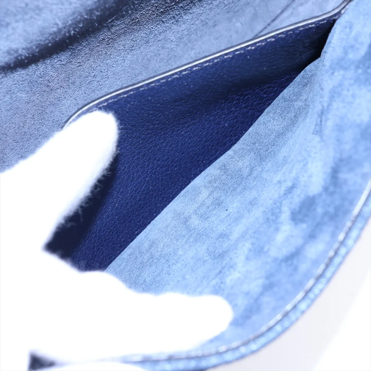 Madras Canvas x Suede x Leather 2-Way Handbag, Navy — view 13