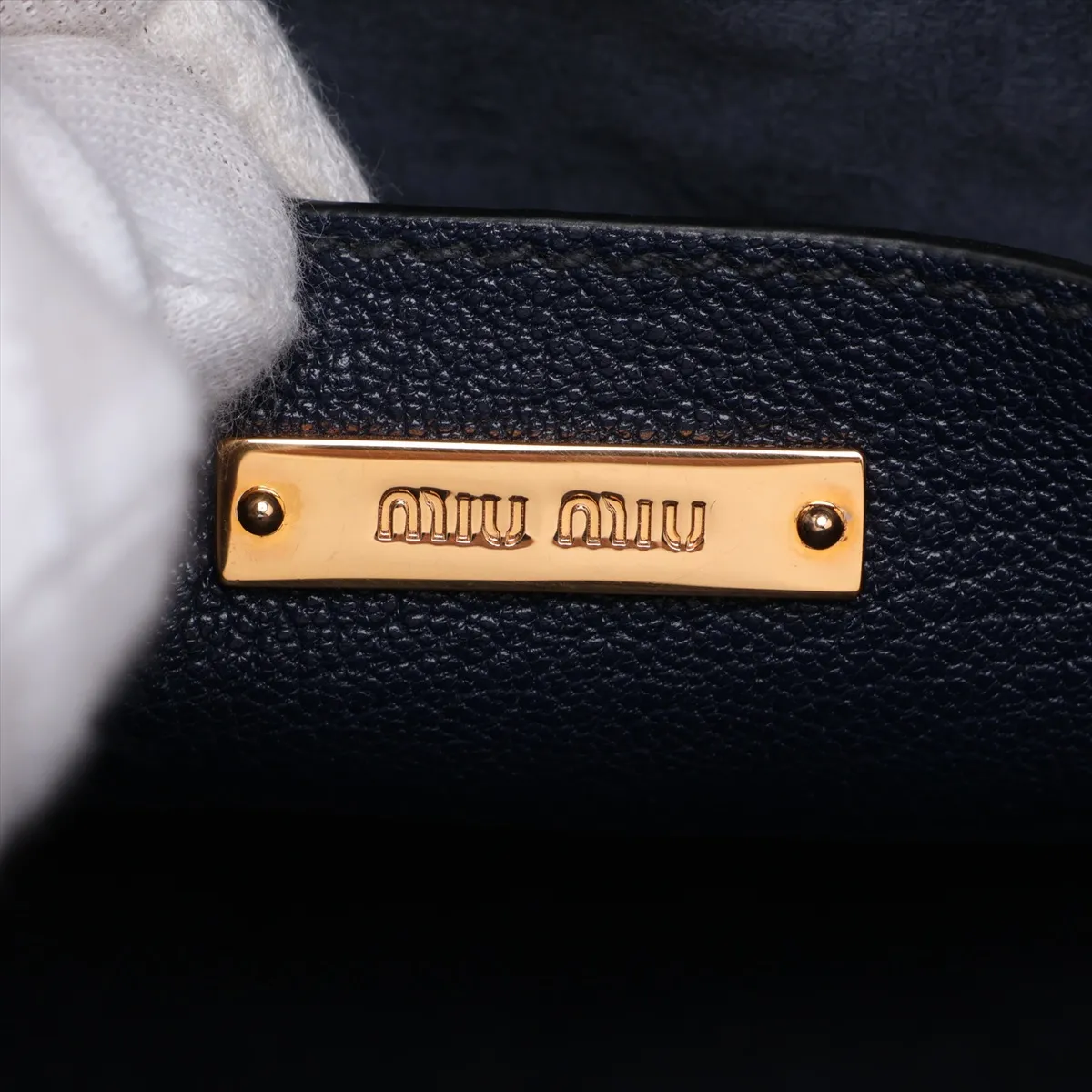 Madras Canvas x Suede x Leather 2-Way Handbag, Navy — view 14
