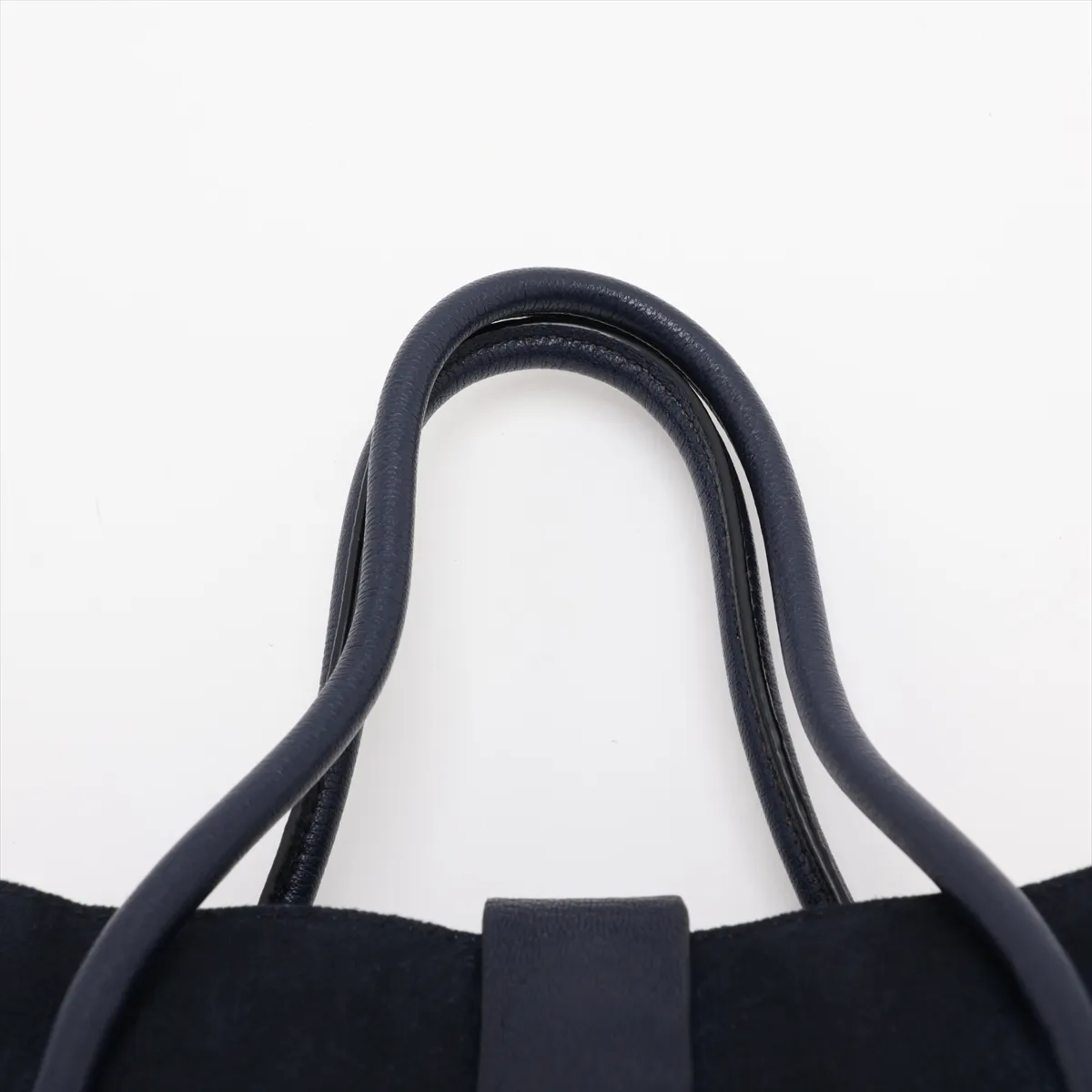 Madras Canvas x Suede x Leather 2-Way Handbag, Navy — view 6