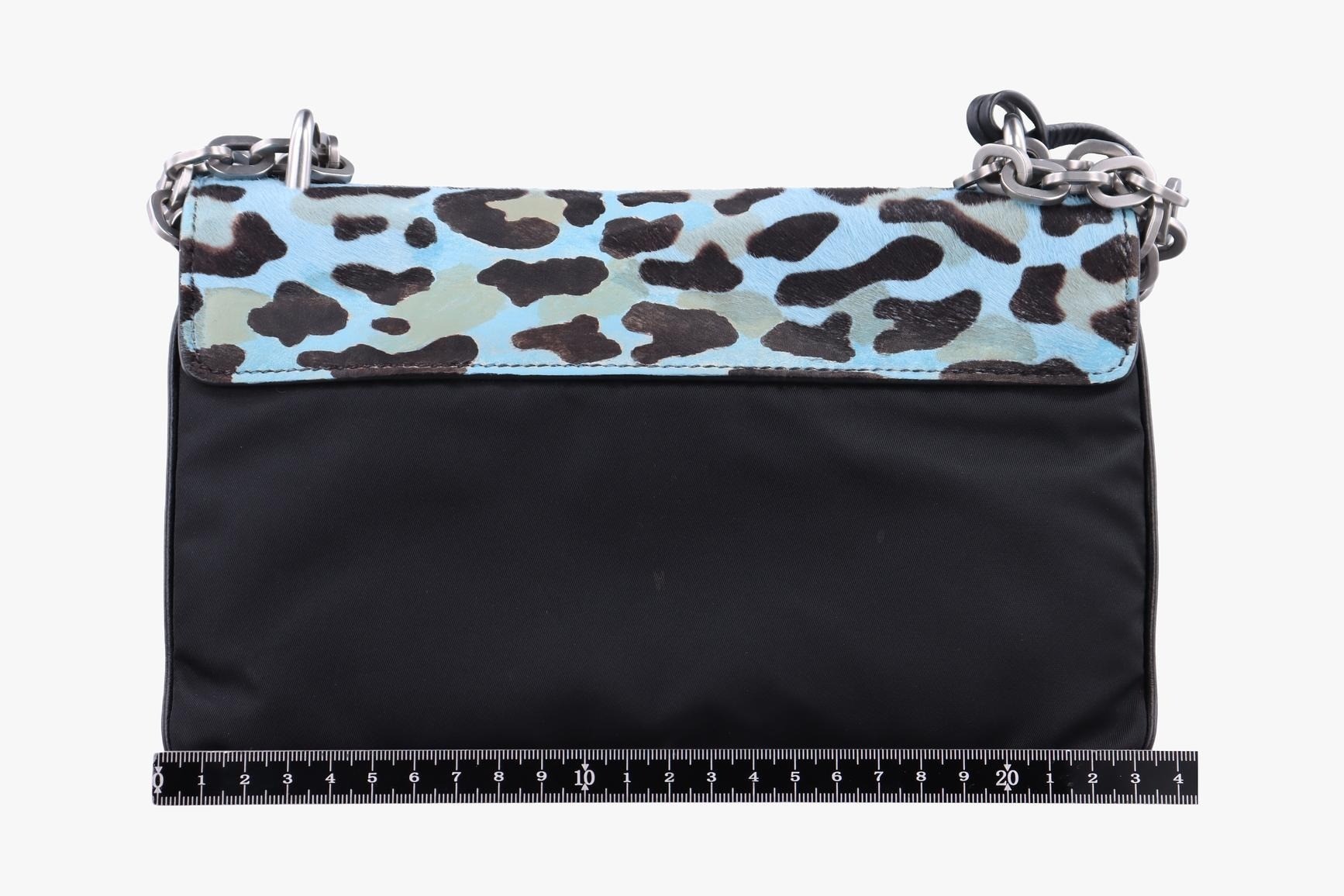 Leopard print, calfskin x nylon, blue x black — view 2