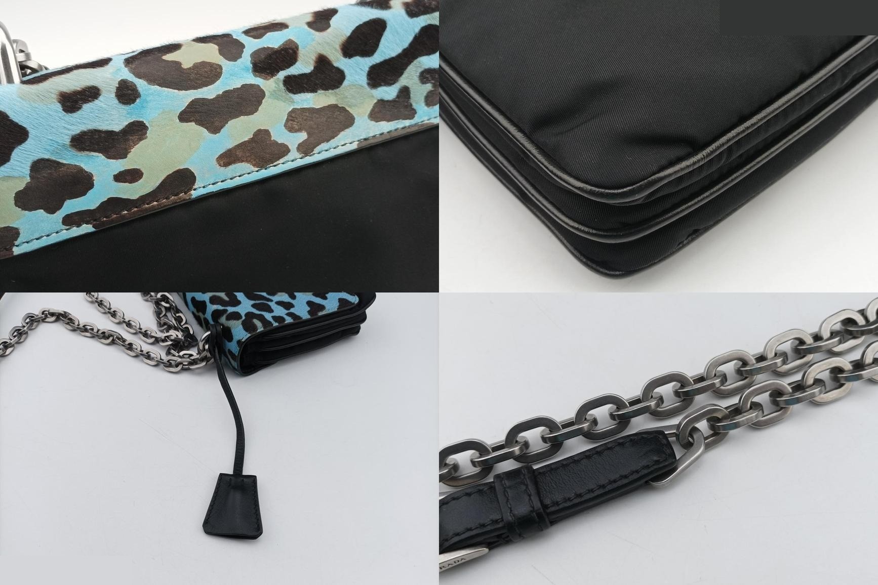 Leopard print, calfskin x nylon, blue x black — view 11