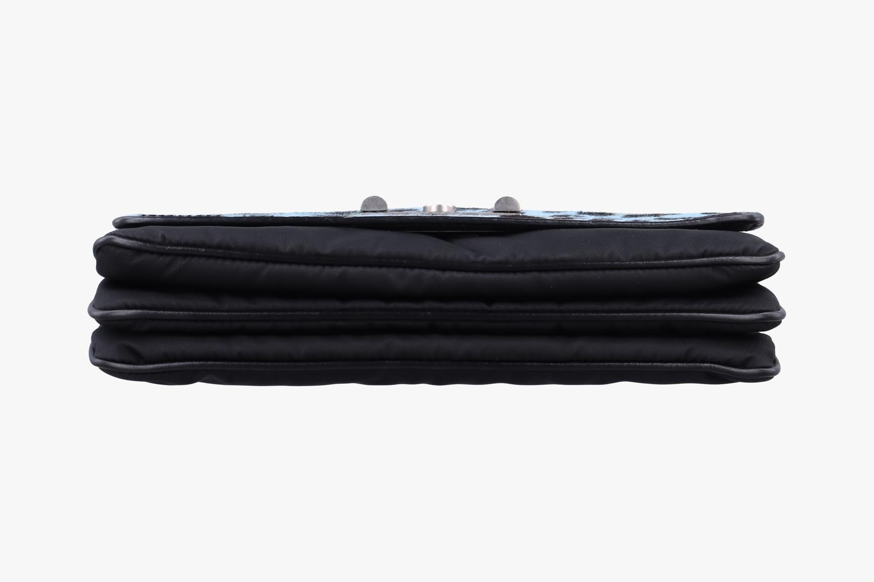 Leopard print, calfskin x nylon, blue x black — view 3