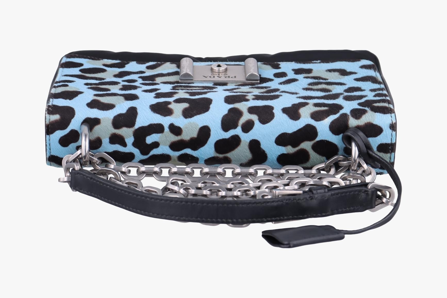 Leopard print, calfskin x nylon, blue x black — view 5
