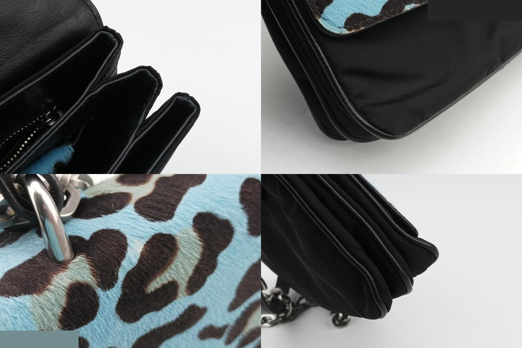 Leopard print, calfskin x nylon, blue x black — view 10