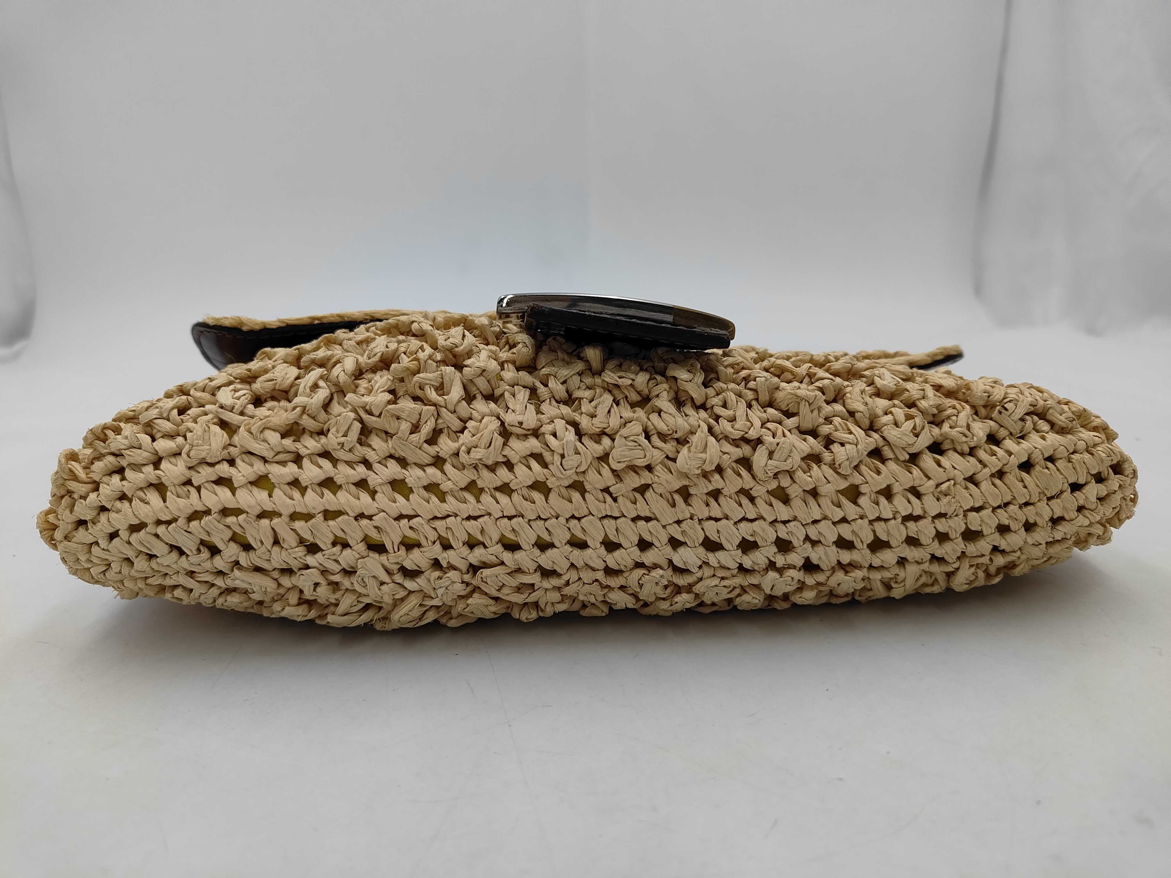 Raffia Wicker Mamma Bucket Shoulder Bag with Silver Hardware — view 3