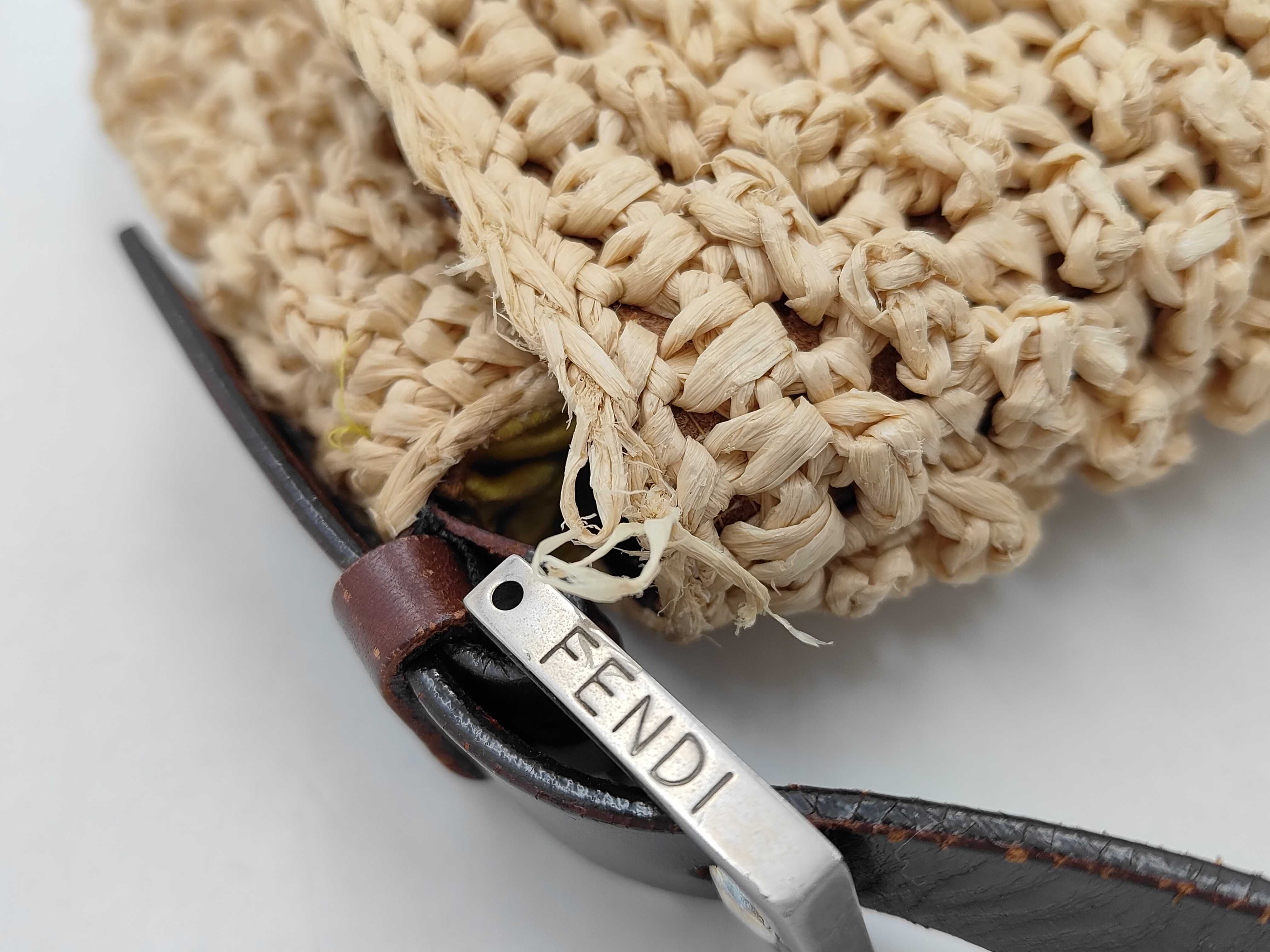 Raffia Wicker Mamma Bucket Shoulder Bag with Silver Hardware — view 7