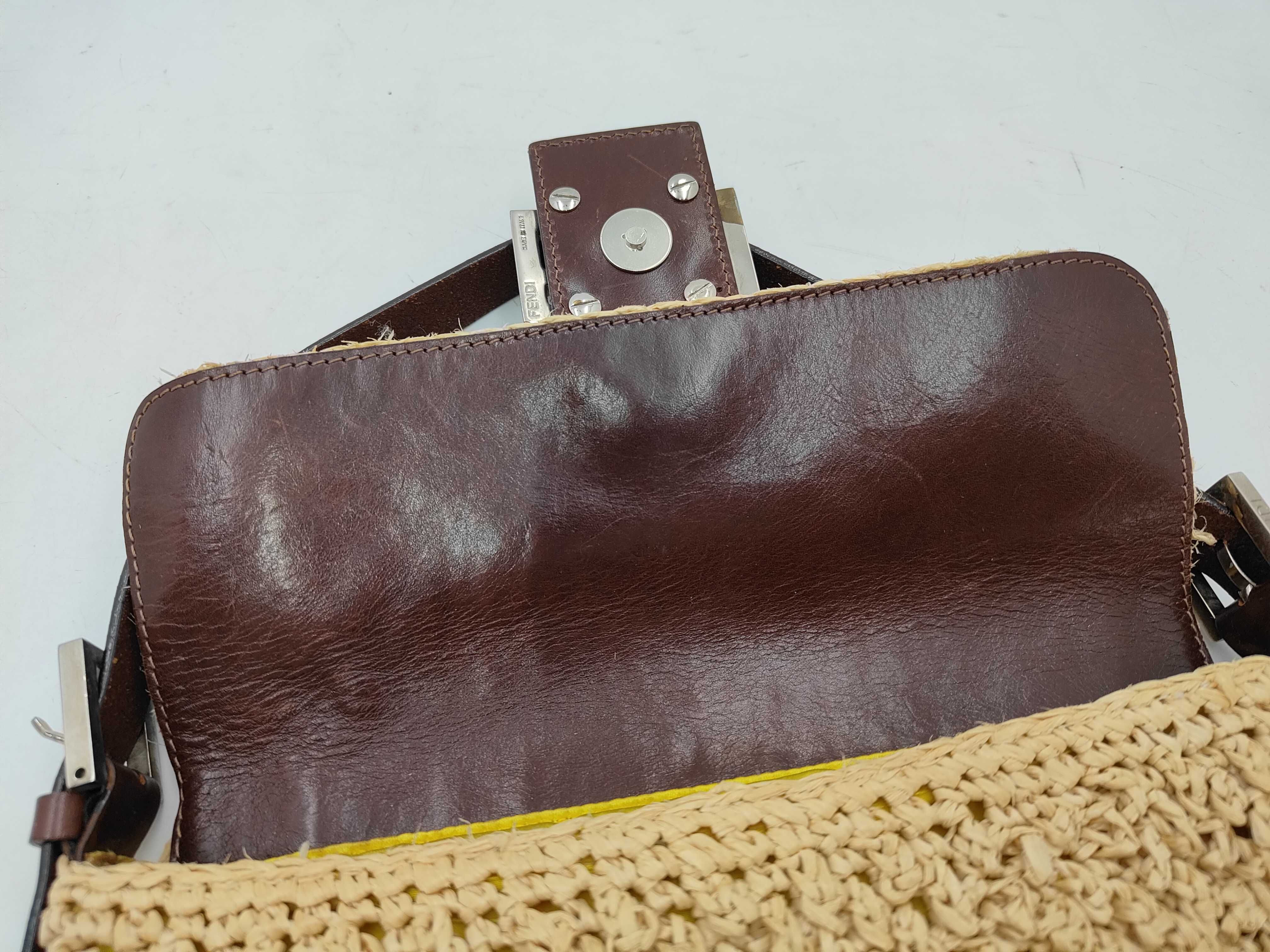 Raffia Wicker Mamma Bucket Shoulder Bag with Silver Hardware — view 9