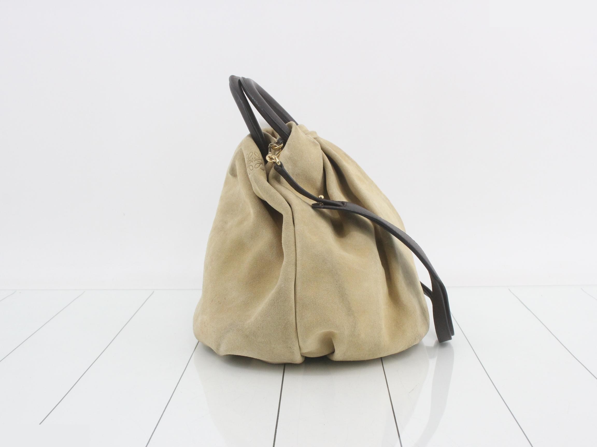 Shoulder bag, 2-way, suede leather, beige — view 3