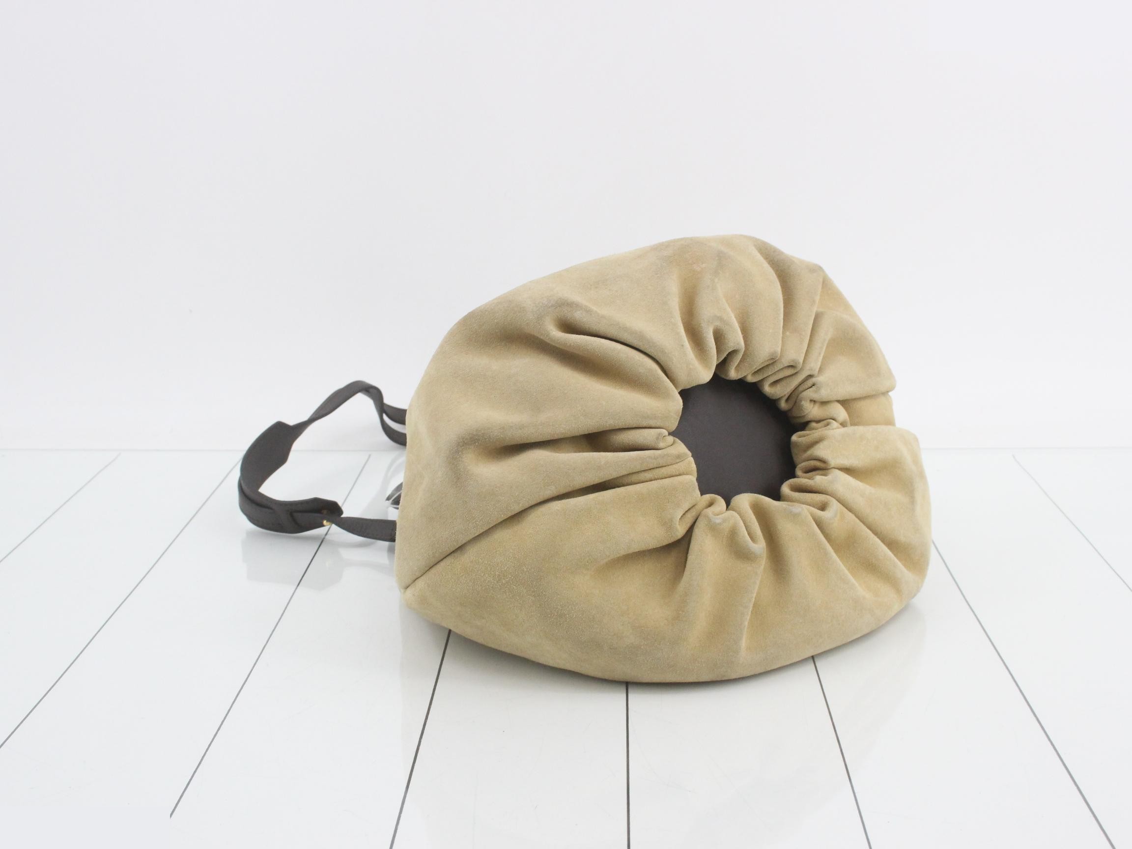 Shoulder bag, 2-way, suede leather, beige — view 5