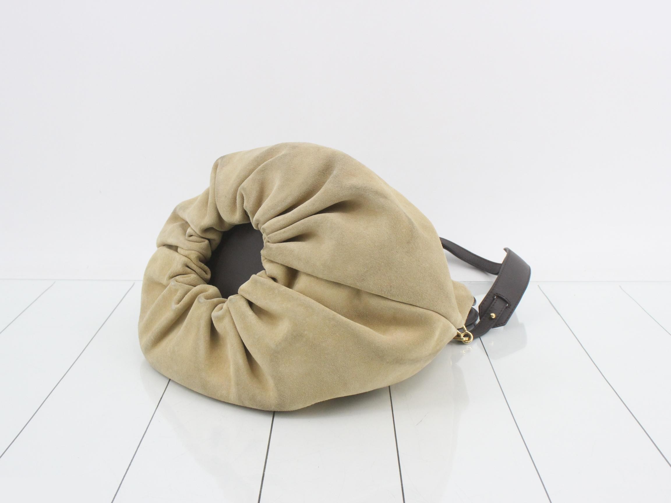 Shoulder bag, 2-way, suede leather, beige — view 6