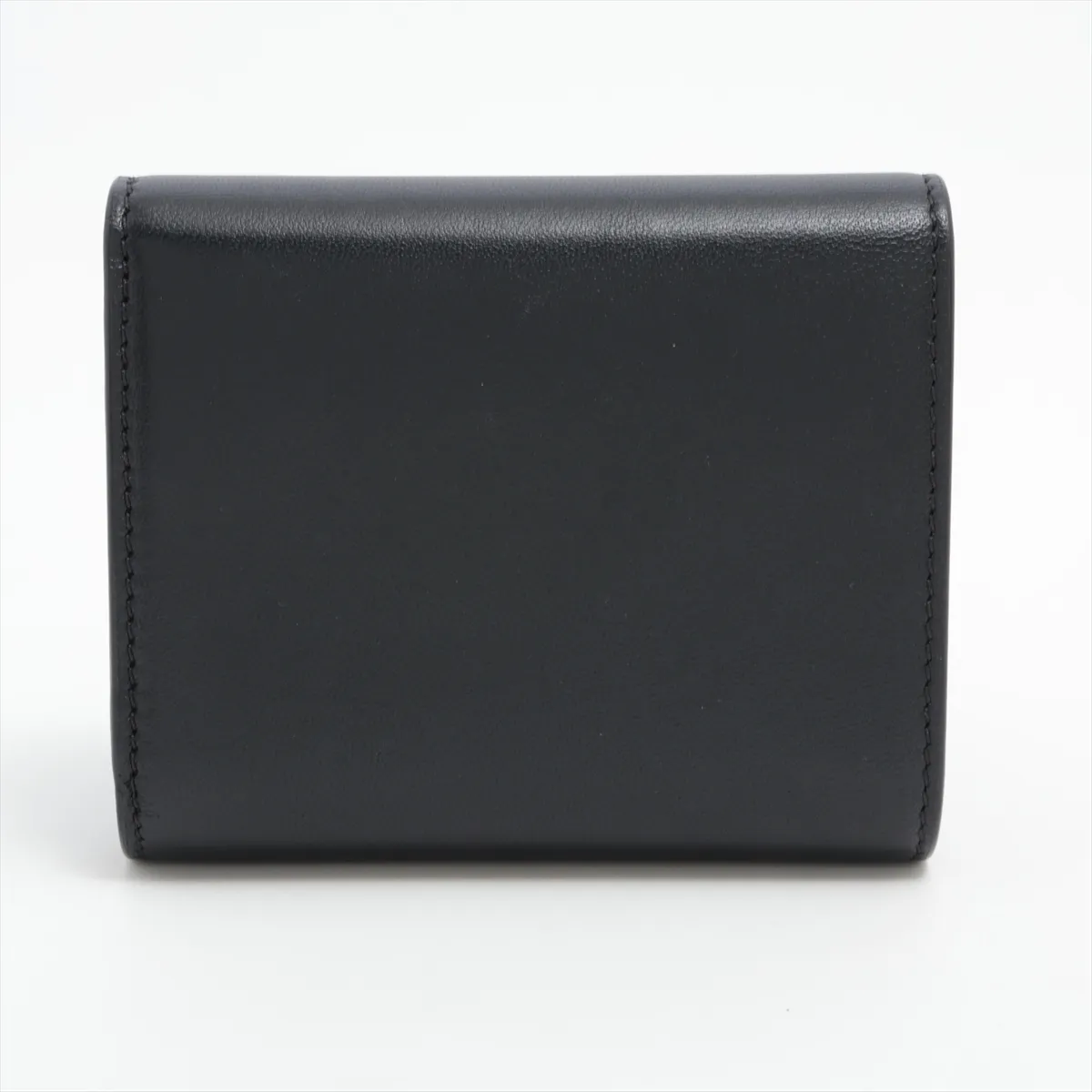 Triomphe Small Flap Wallet Leather Compact Wallet Black — view 2