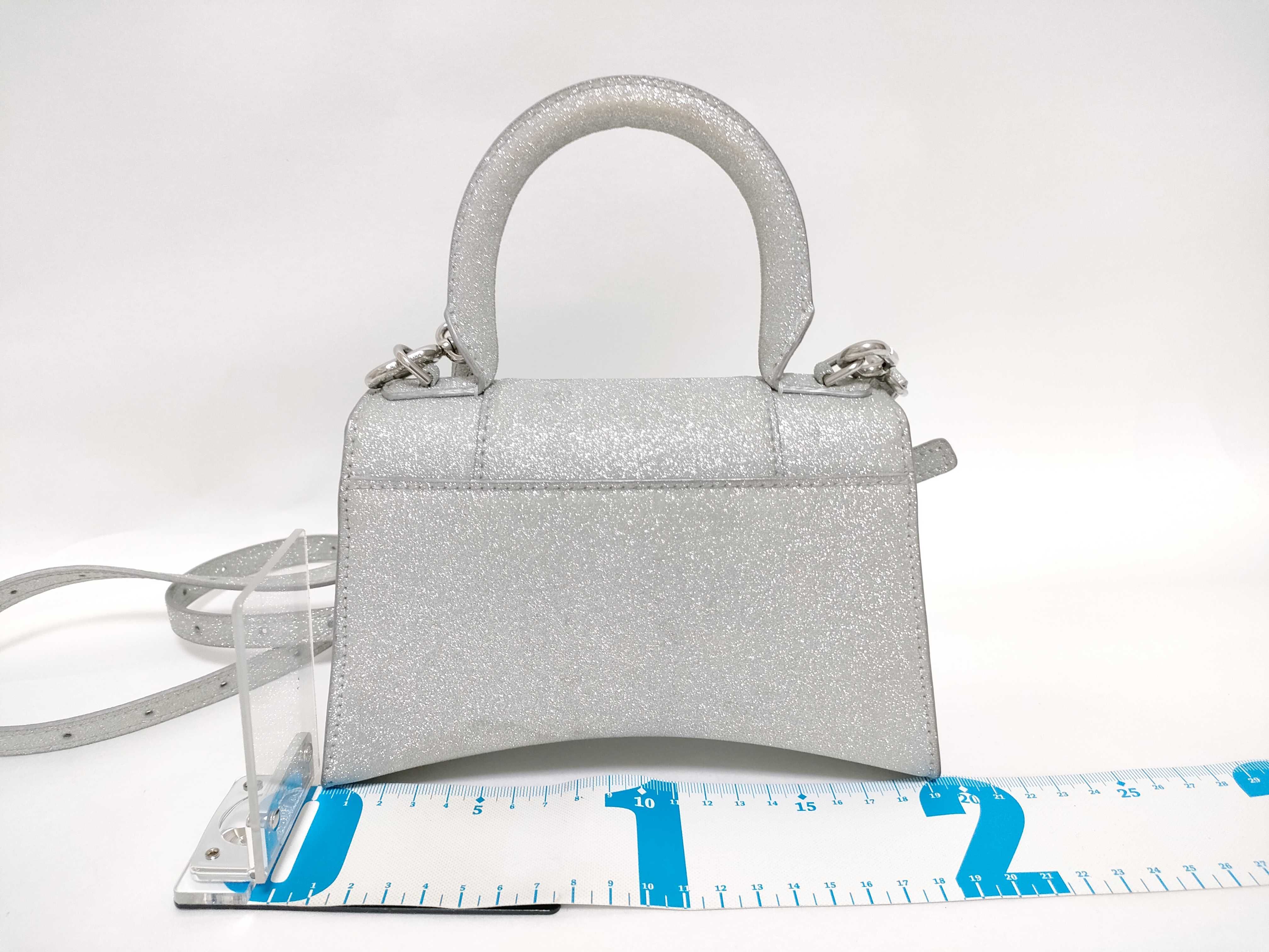 Hourglass XS Leather Glitter Finish 2-Way Handbag Silver 592833 Handbag — view 2
