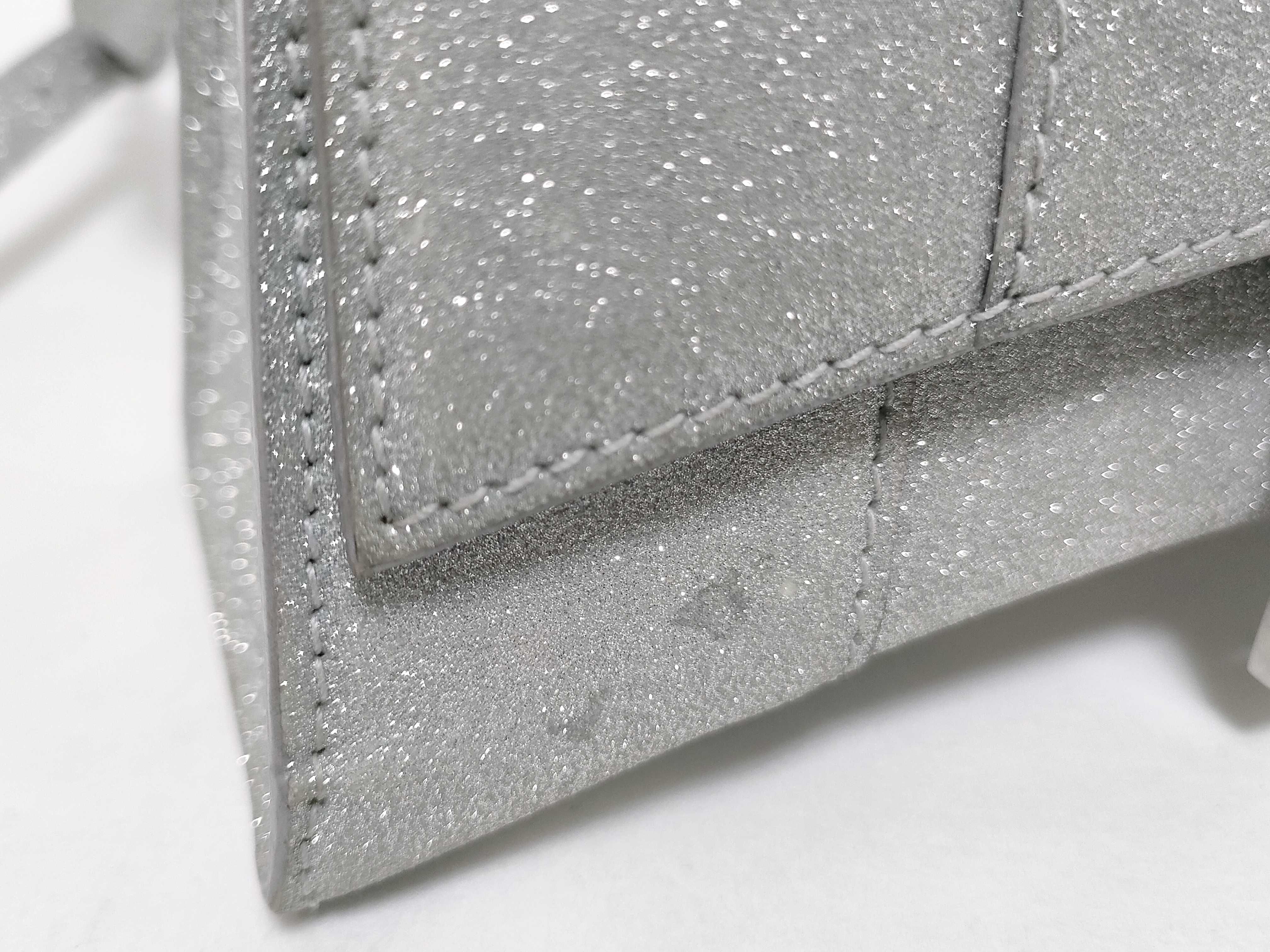 Hourglass XS Leather Glitter Finish 2-Way Handbag Silver 592833 Handbag — view 15