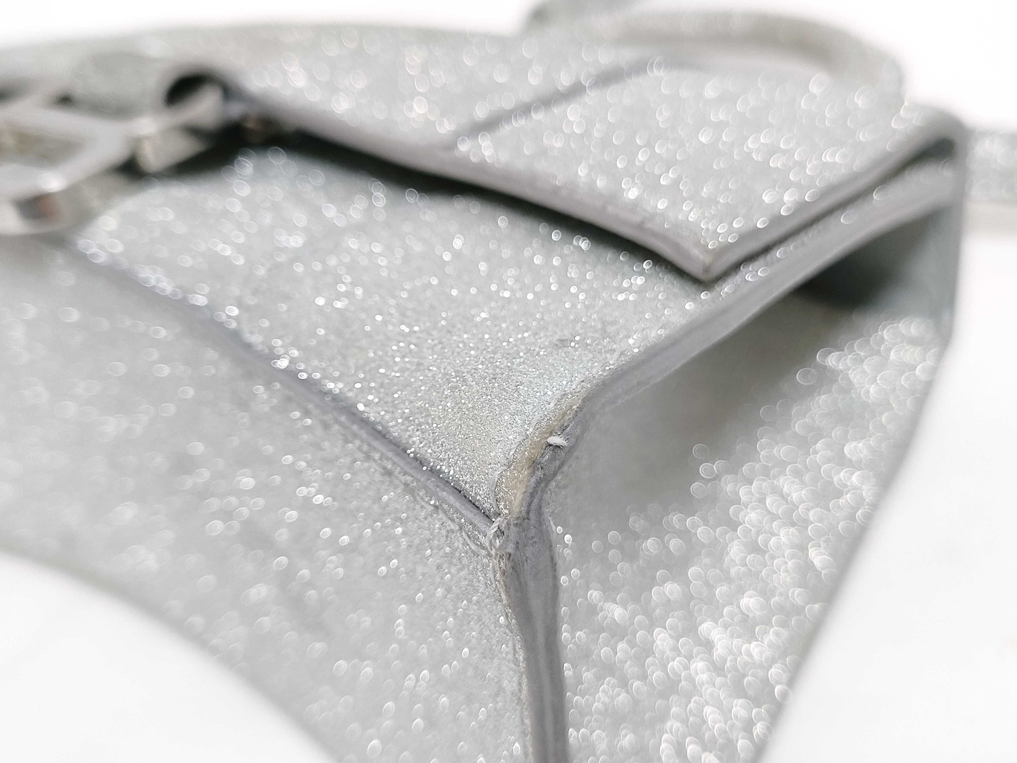 Hourglass XS Leather Glitter Finish 2-Way Handbag Silver 592833 Handbag — view 7