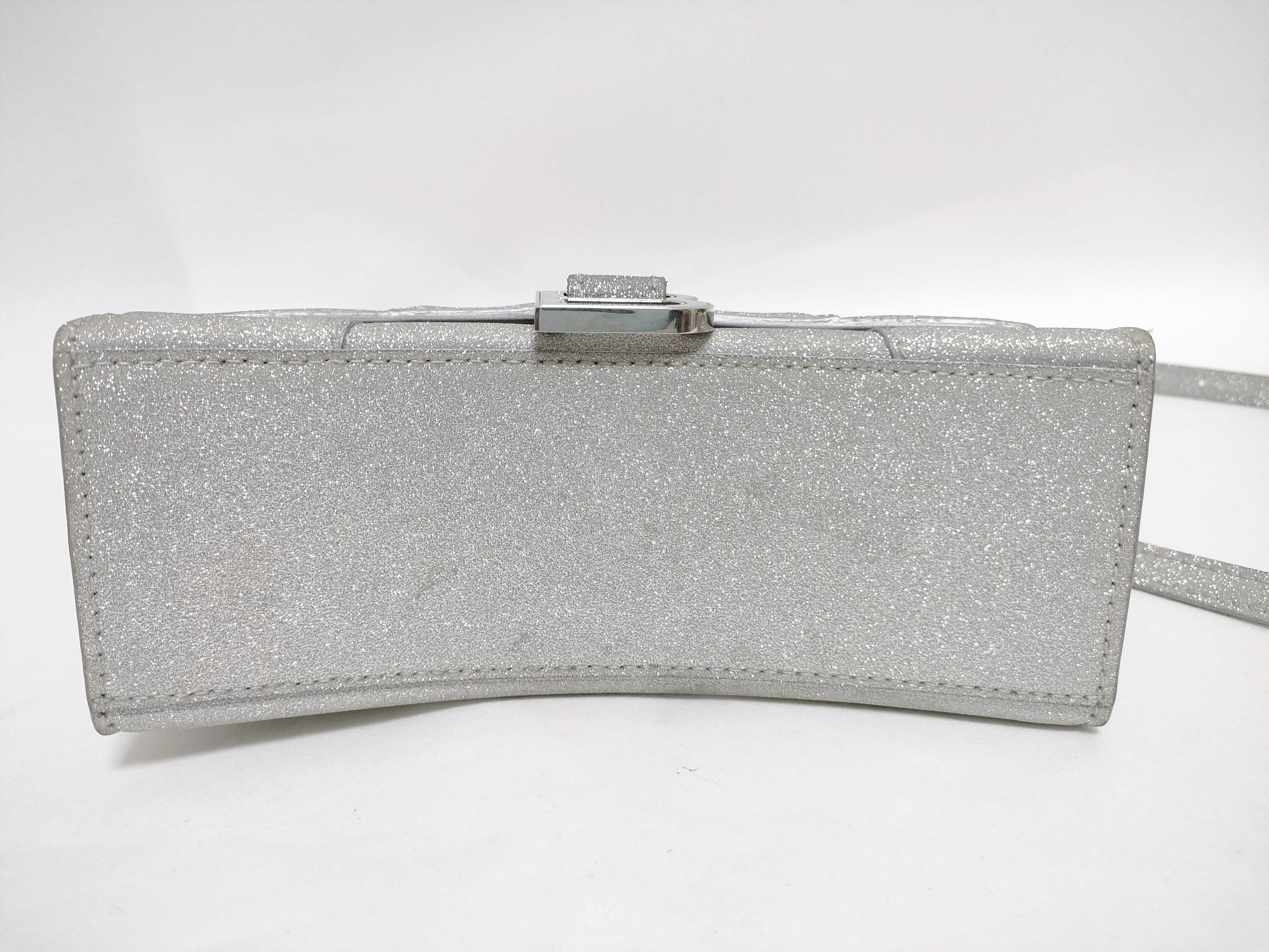 Hourglass XS Leather Glitter Finish 2-Way Handbag Silver 592833 Handbag — view 8