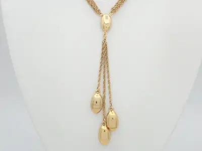 Other lines: Precious metal necklace, drop design, gold, neck circumference approximately 60cm.