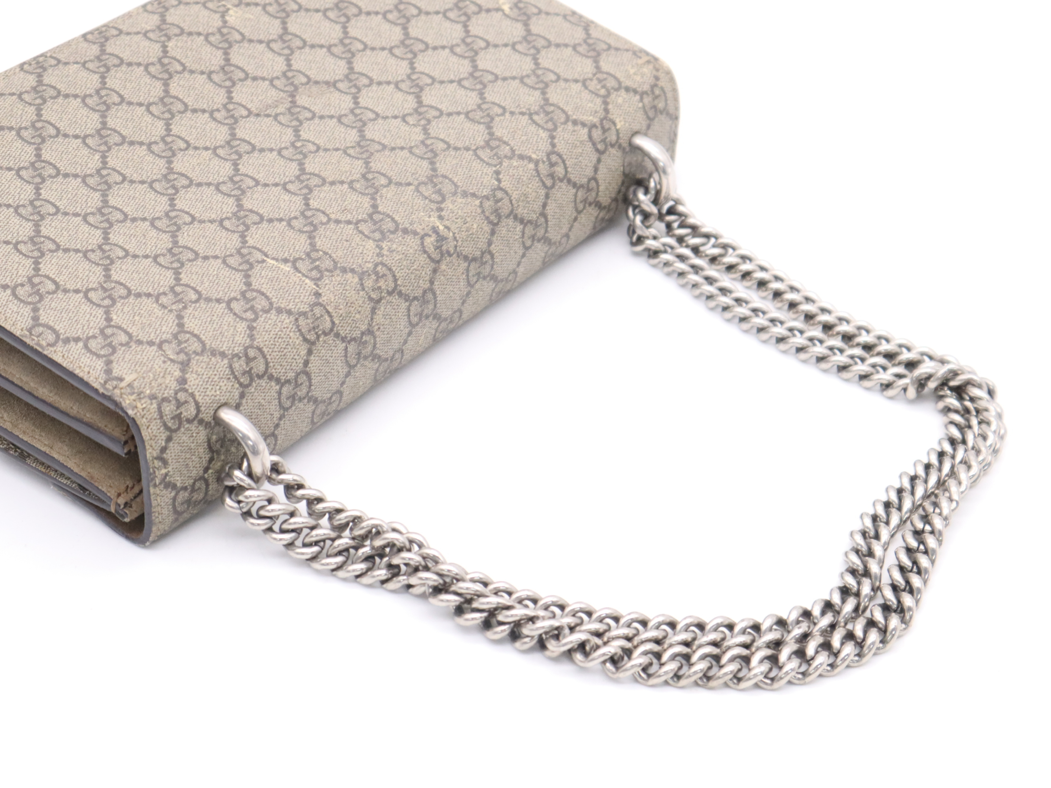 400249 PVC x Leather GG Supreme Dionysus Chain Mini Bag Beige Silver Hardware Shoulder Bag — view 6