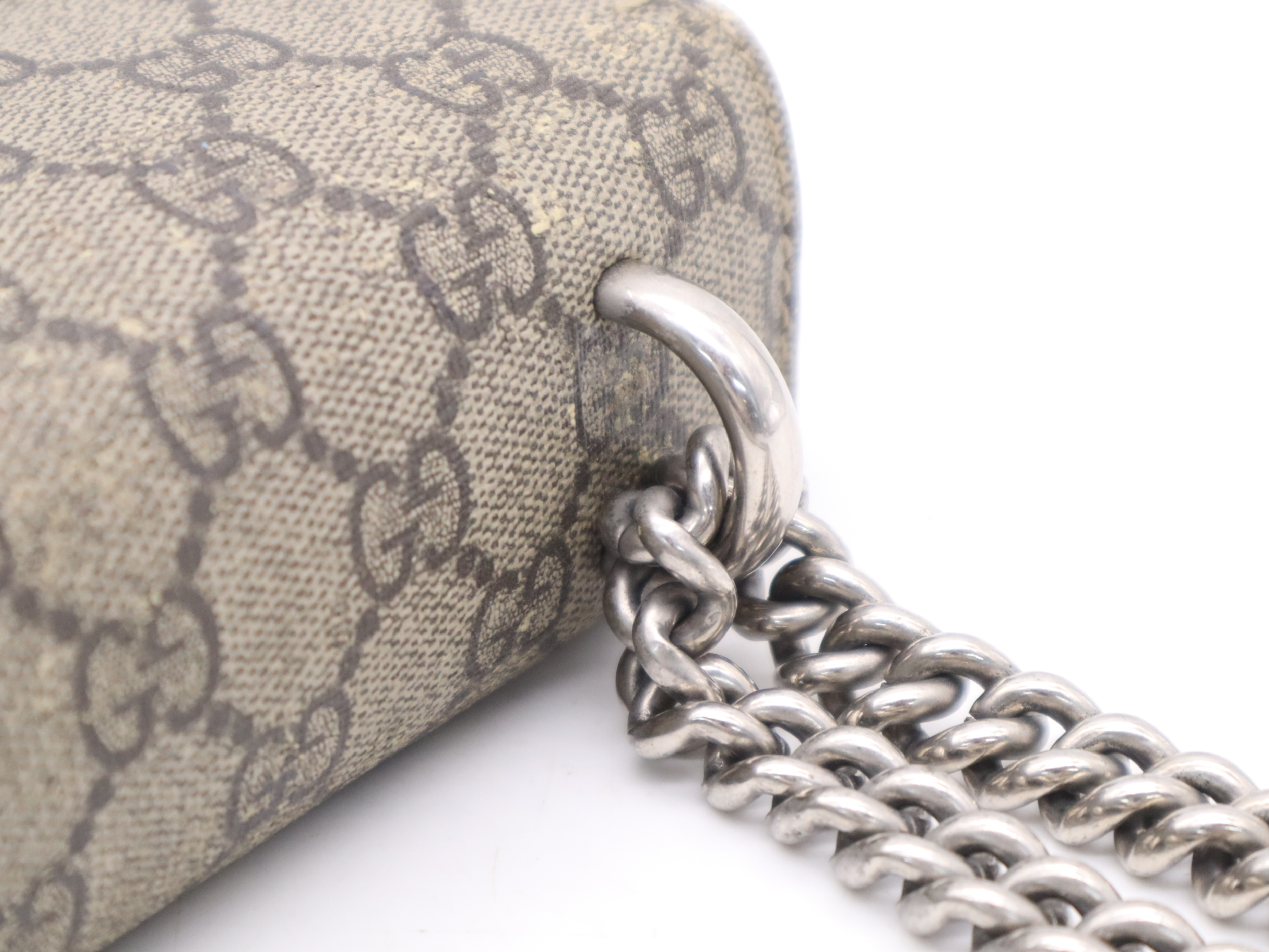 400249 PVC x Leather GG Supreme Dionysus Chain Mini Bag Beige Silver Hardware Shoulder Bag — view 8