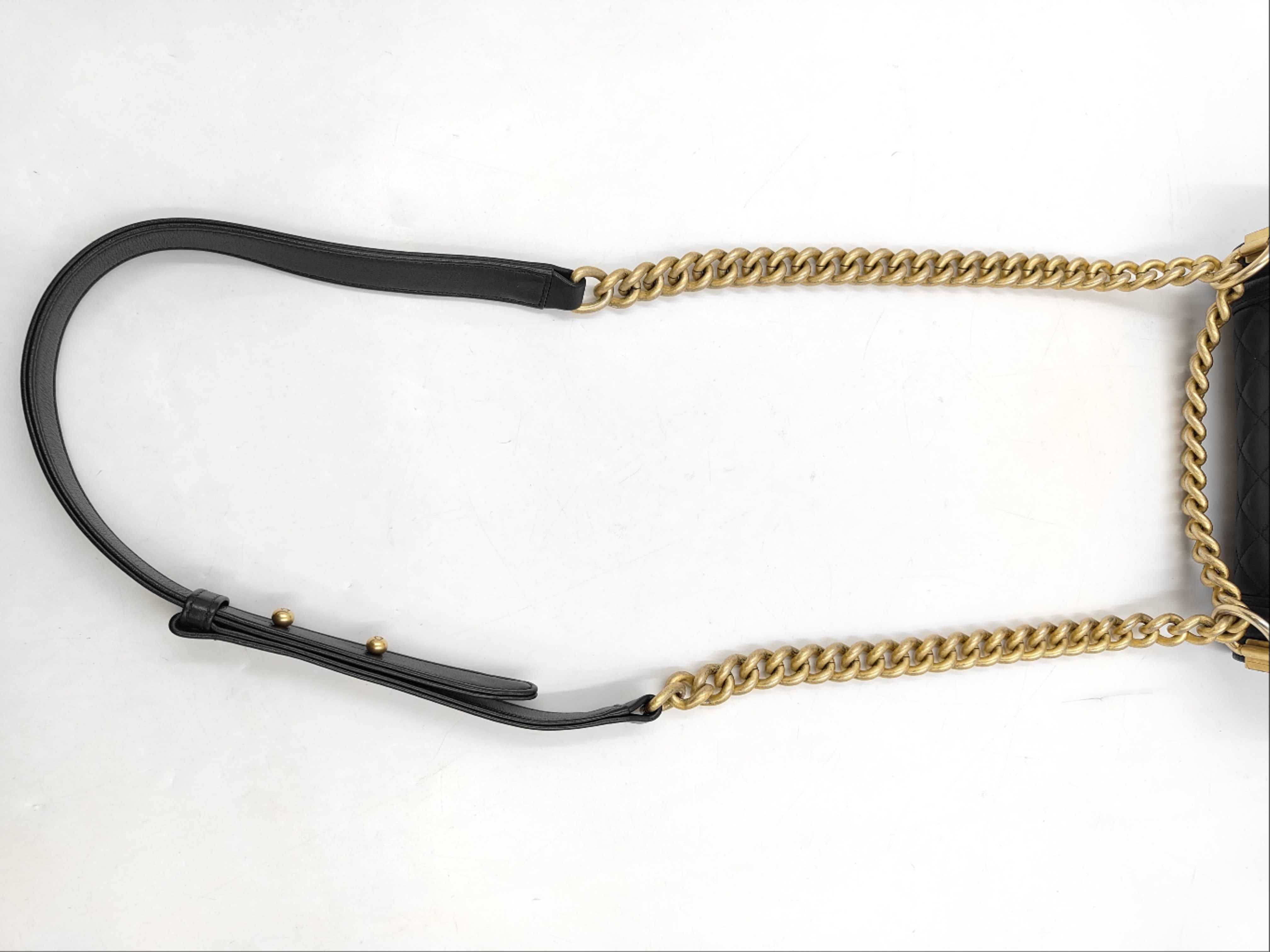 Boy Chanel Lambskin Black Shoulder Bag (Serial Number 27) with Gold Hardware — view 5