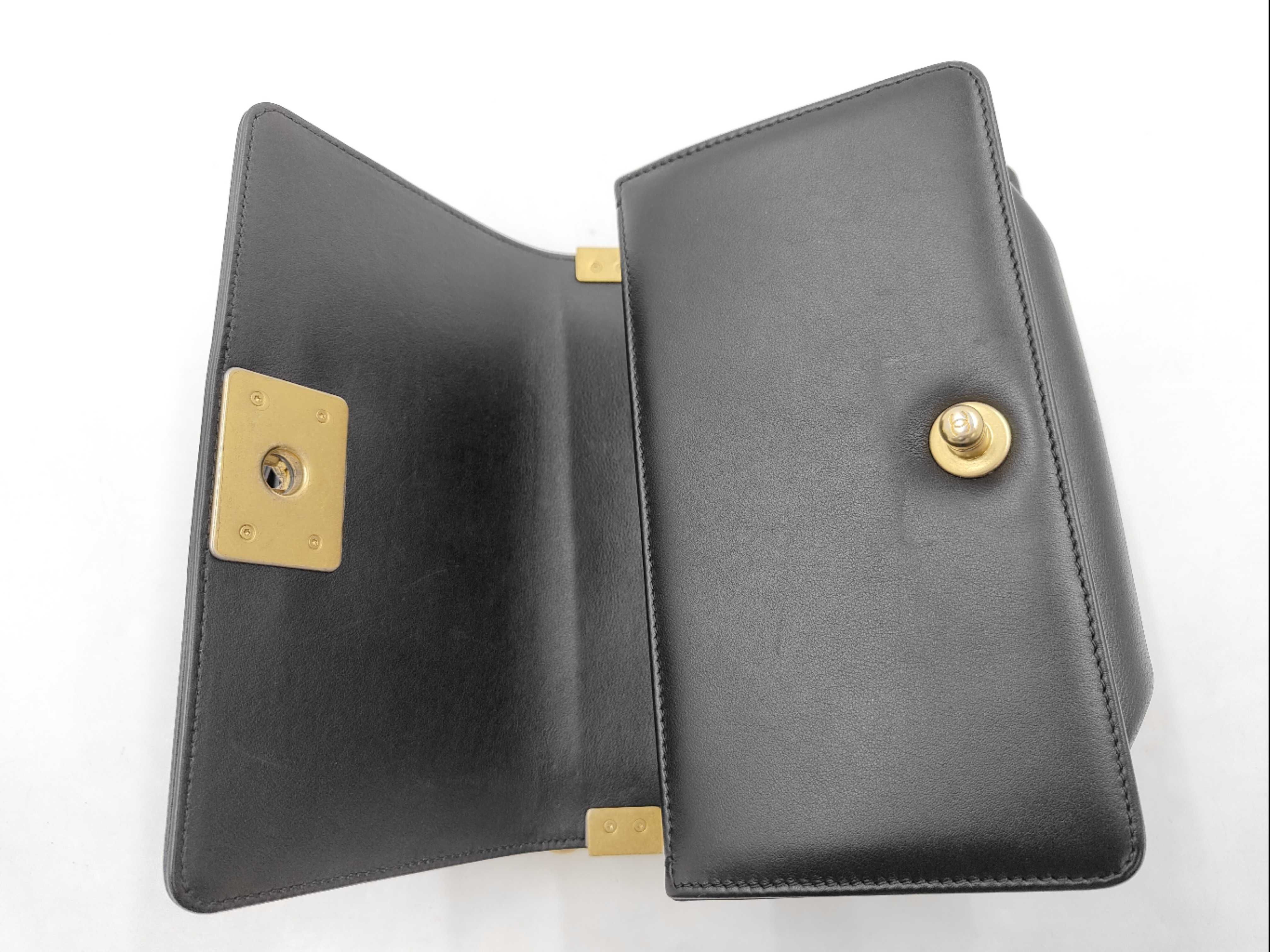 Boy Chanel Lambskin Black Shoulder Bag (Serial Number 27) with Gold Hardware — view 8