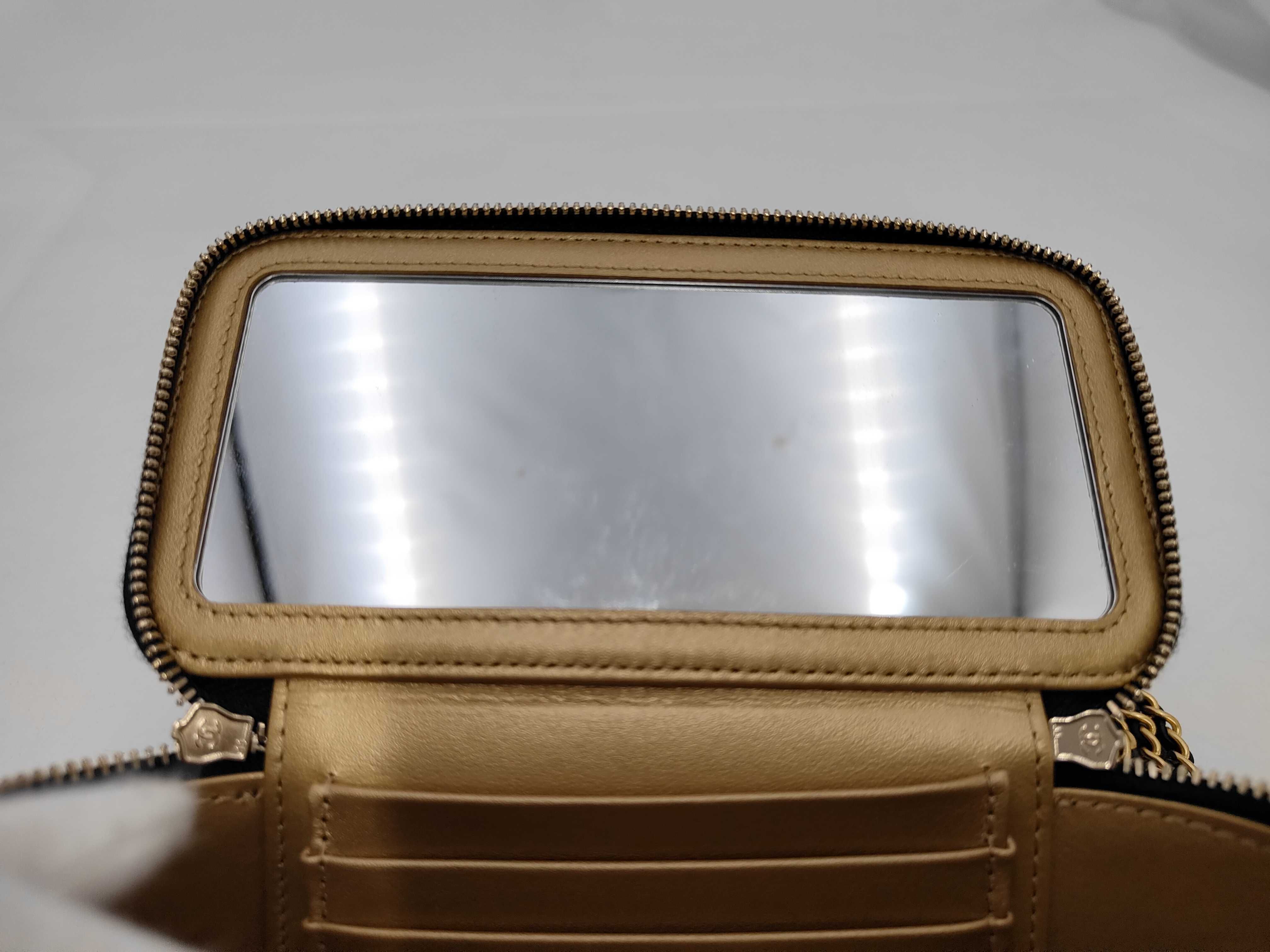 Matelassé Vanity Chain Shoulder Bag, Lambskin, Black, Gold Hardware. — view 12