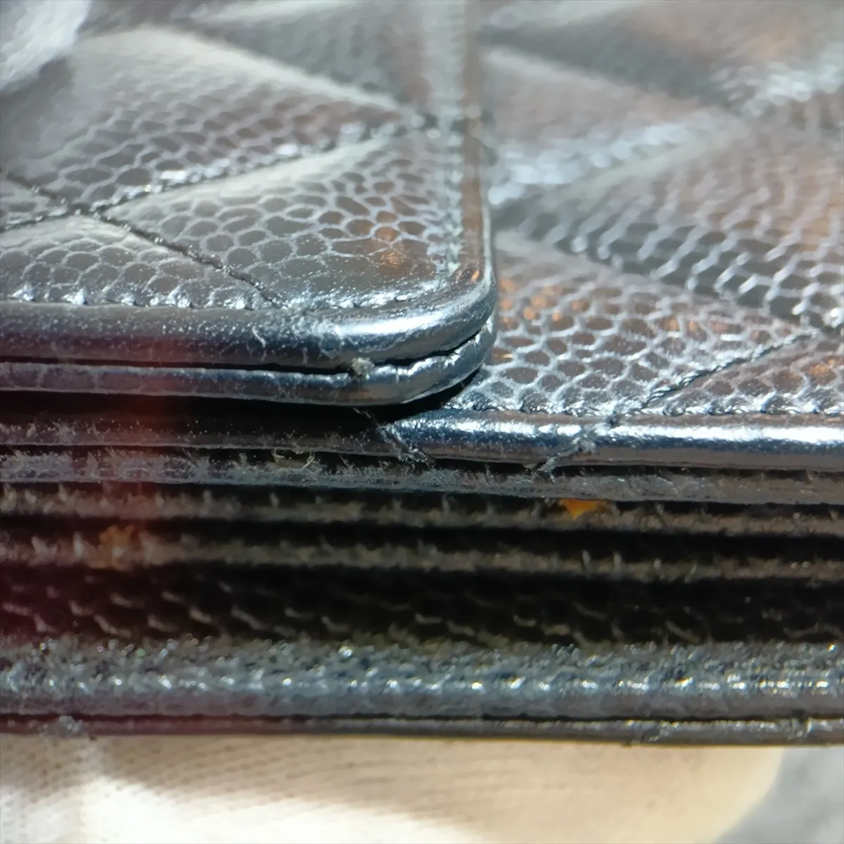 Matelassé Caviar Skin Long Wallet, Black with Gold Hardware, 21293211 — view 11