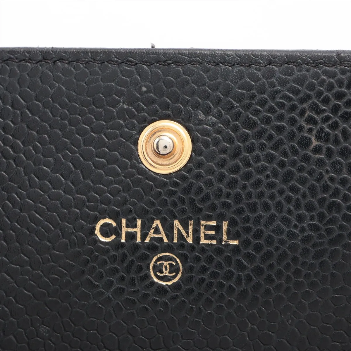 Matelassé Caviar Skin Long Wallet, Black with Gold Hardware, 21293211 — view 9