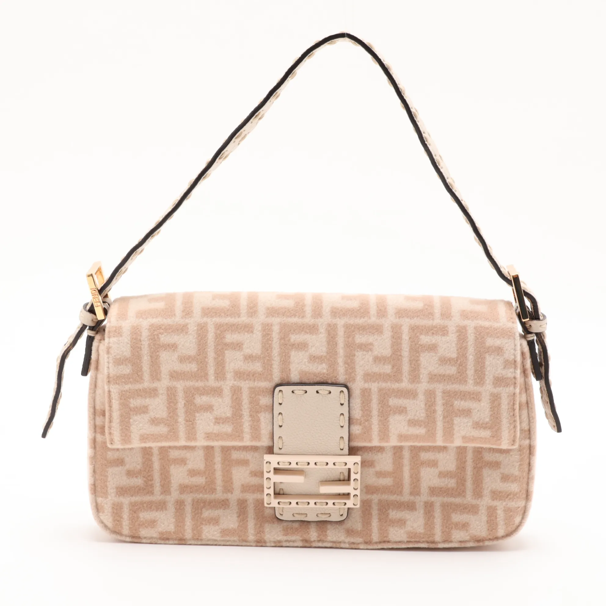 Zucca Mamma Bucket 8BR792 Wool x Leather Shoulder Bag Beige