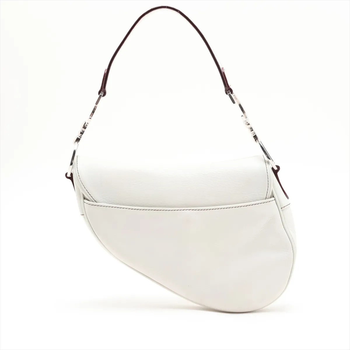 Saddle Leather Shoulder Bag, White — view 2