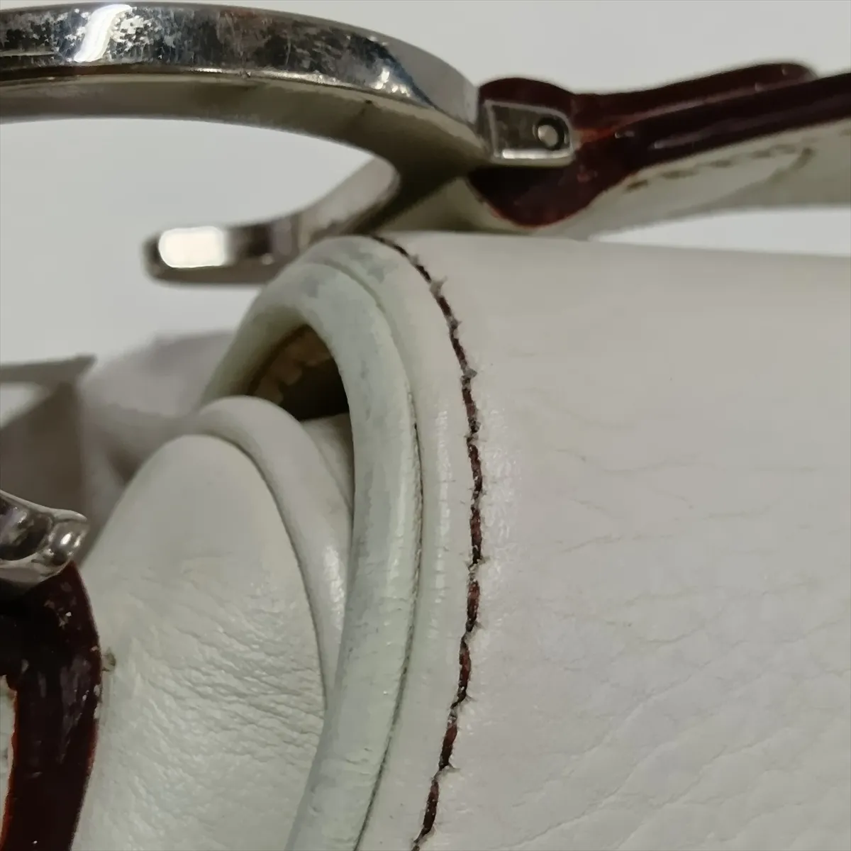 Saddle Leather Shoulder Bag, White — view 12