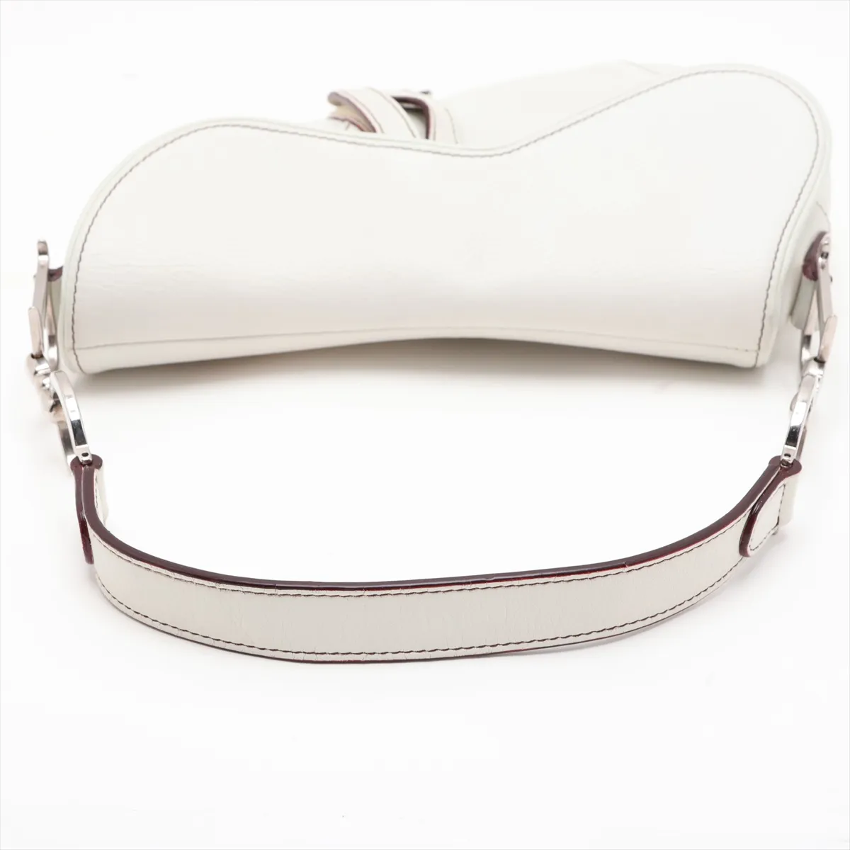 Saddle Leather Shoulder Bag, White — view 5