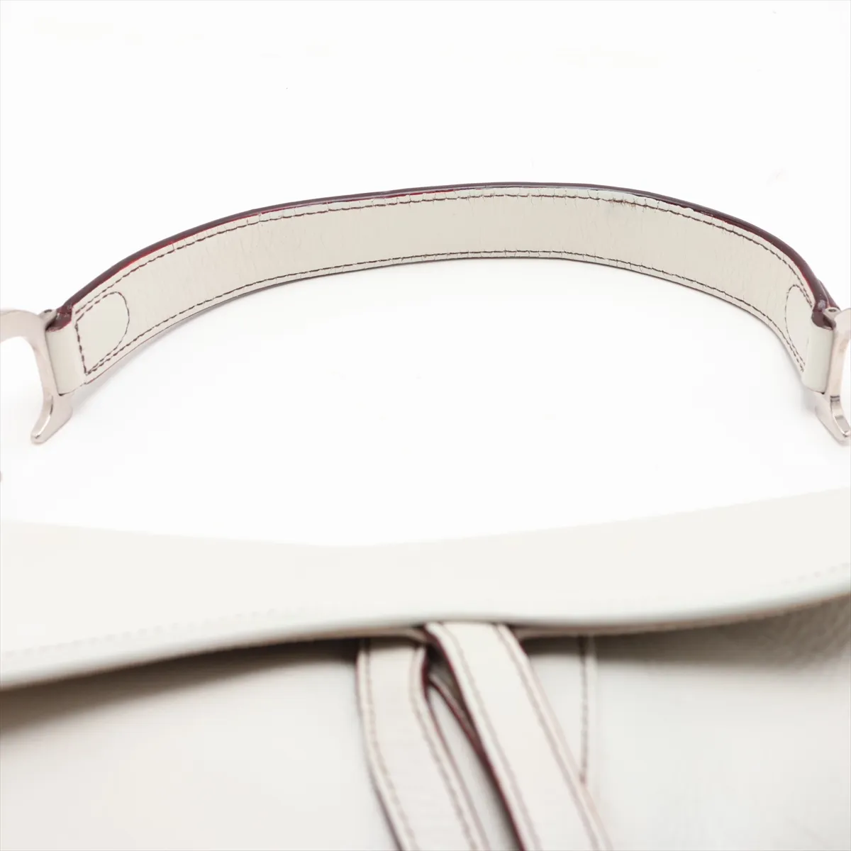 Saddle Leather Shoulder Bag, White — view 6