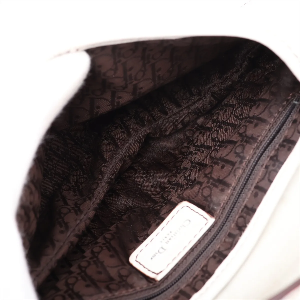 Saddle Leather Shoulder Bag, White — view 7