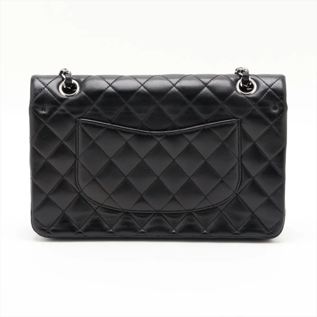 [Individually packaged] Chanel Matelassé 25 Lambskin Double Flap Double Chain Bag, Black with Silver Hardware, 14435921, Serial Number 14, A01112 — view 2