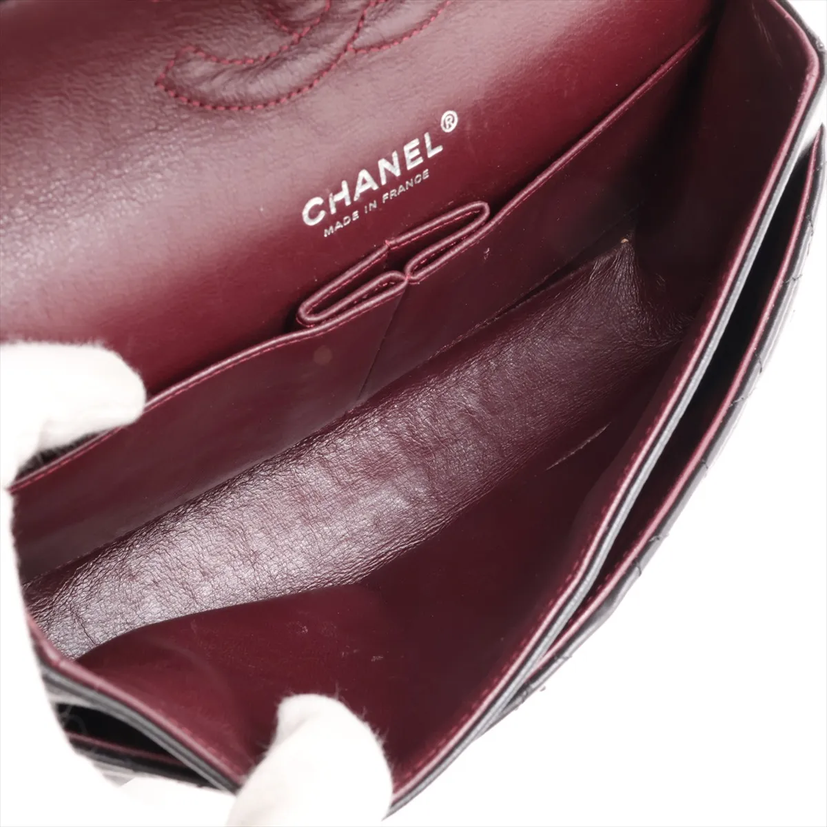 [Individually packaged] Chanel Matelassé 25 Lambskin Double Flap Double Chain Bag, Black with Silver Hardware, 14435921, Serial Number 14, A01112 — view 6