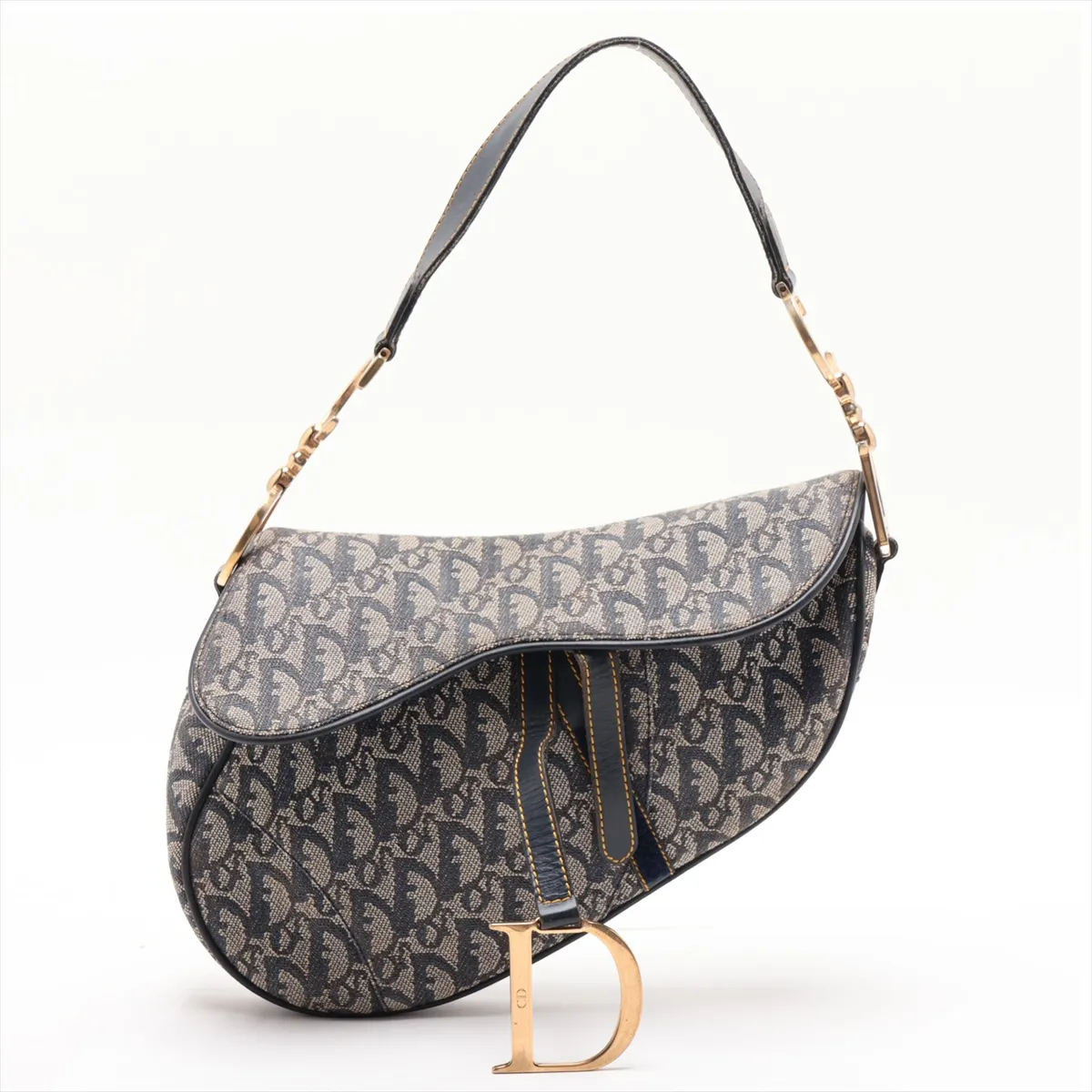 Trotter Saddle Bag Canvas x Leather Shoulder Bag Navy