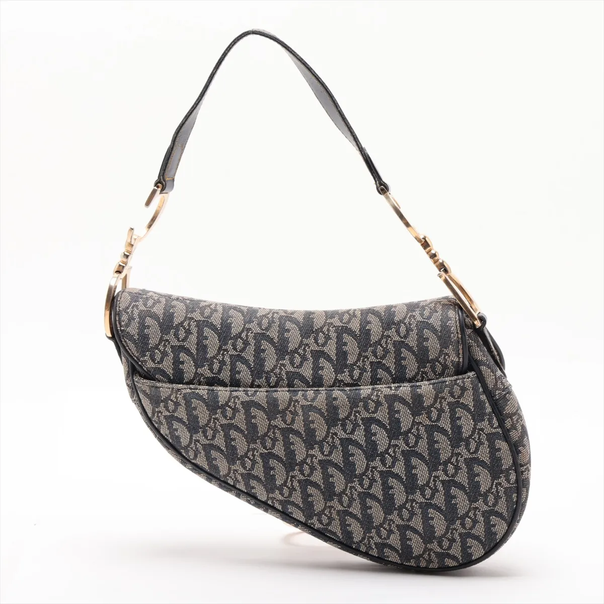 Trotter Saddle Bag Canvas x Leather Shoulder Bag Navy — view 2