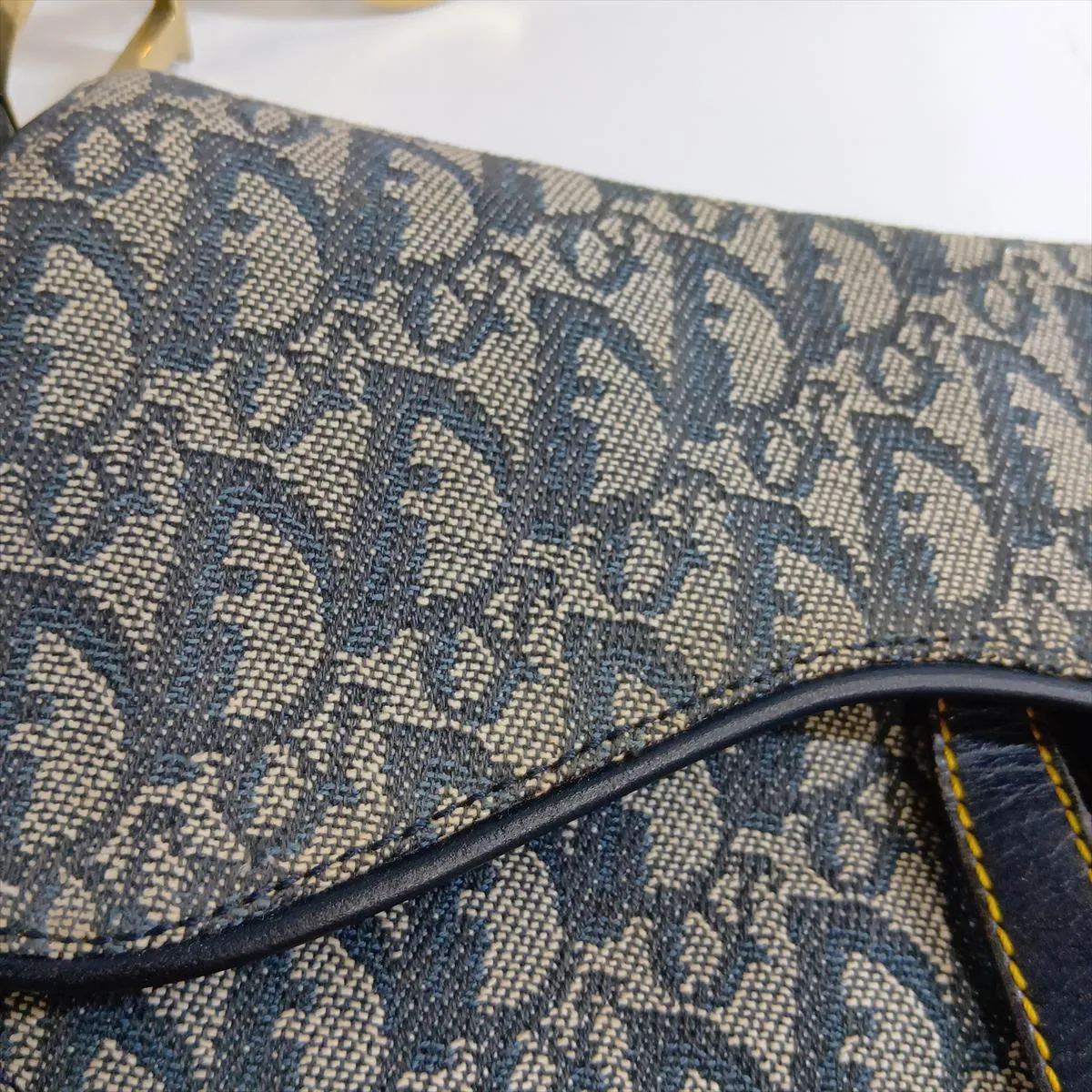 Trotter Saddle Bag Canvas x Leather Shoulder Bag Navy — view 12