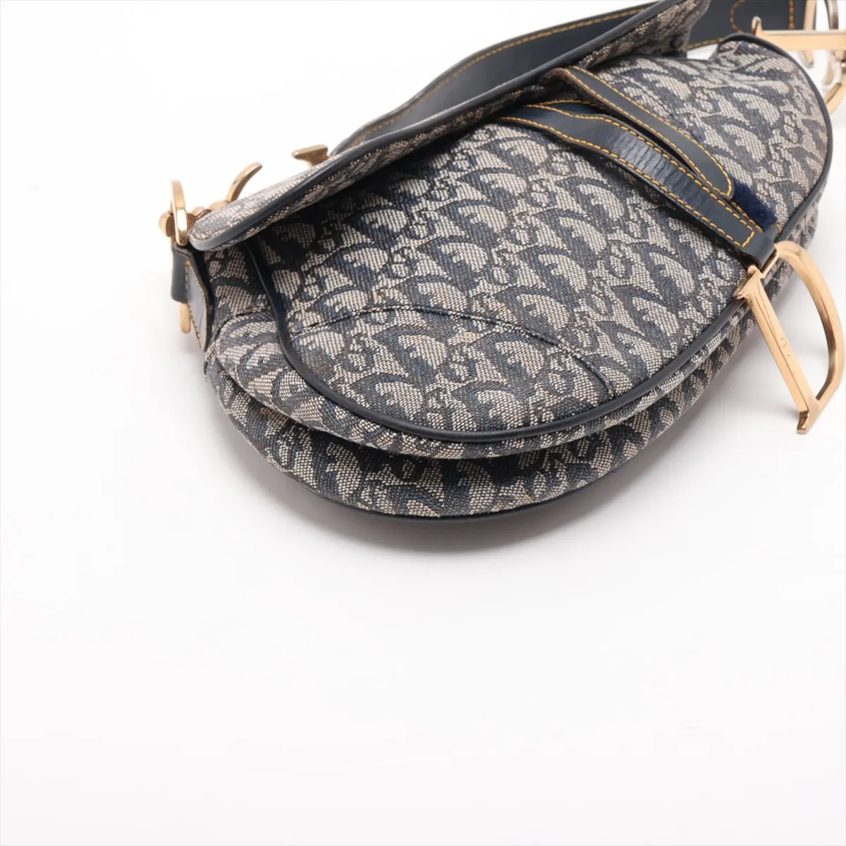 Trotter Saddle Bag Canvas x Leather Shoulder Bag Navy — view 4