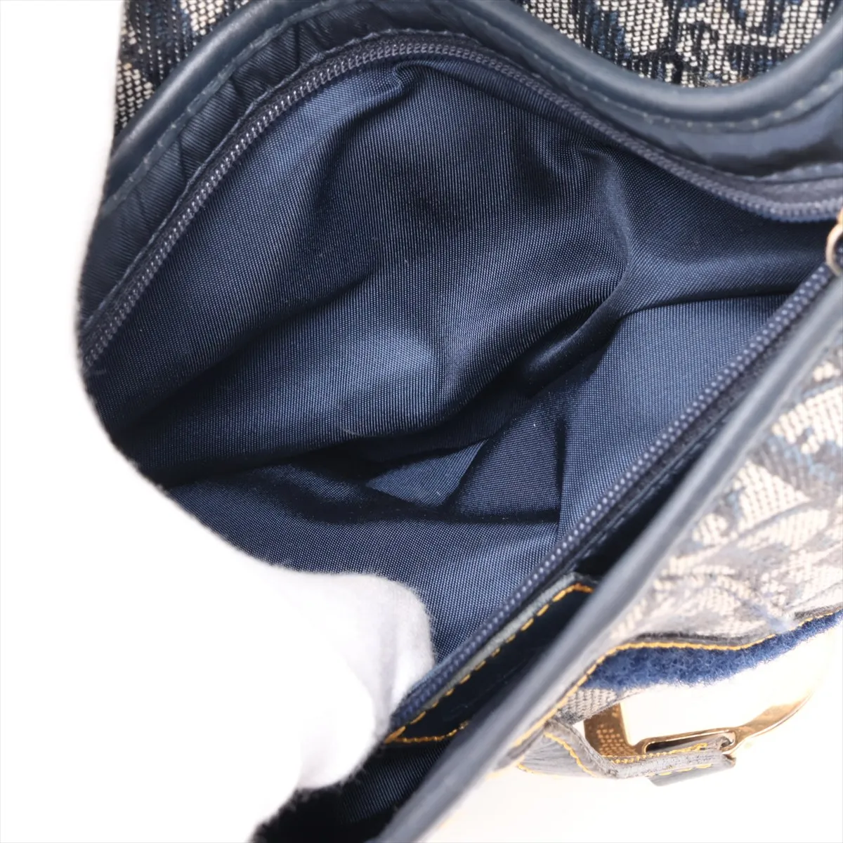 Trotter Saddle Bag Canvas x Leather Shoulder Bag Navy — view 8