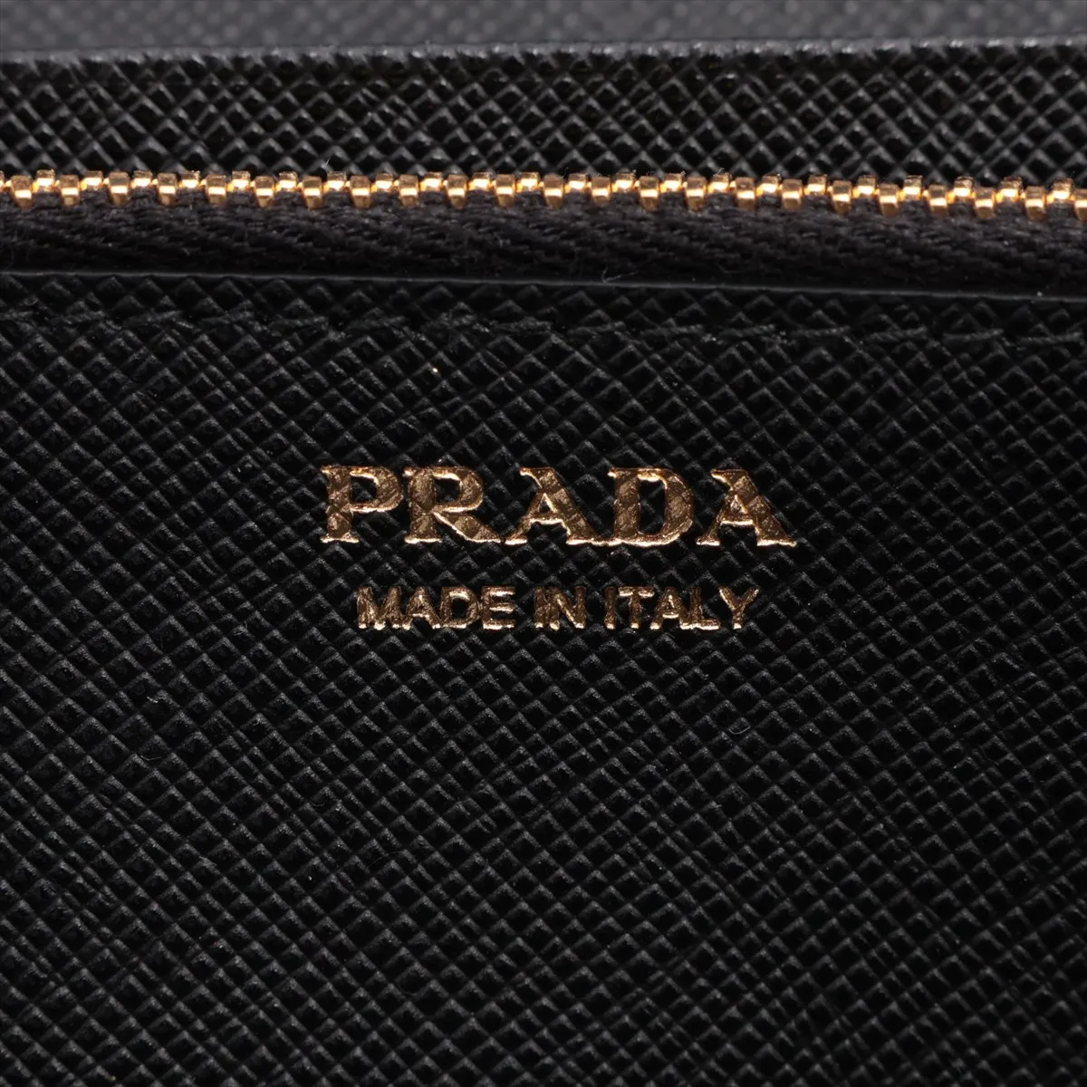 Saffiano Triangle Logo Leather Long Wallet, Black (Zipper end is misaligned) — view 11