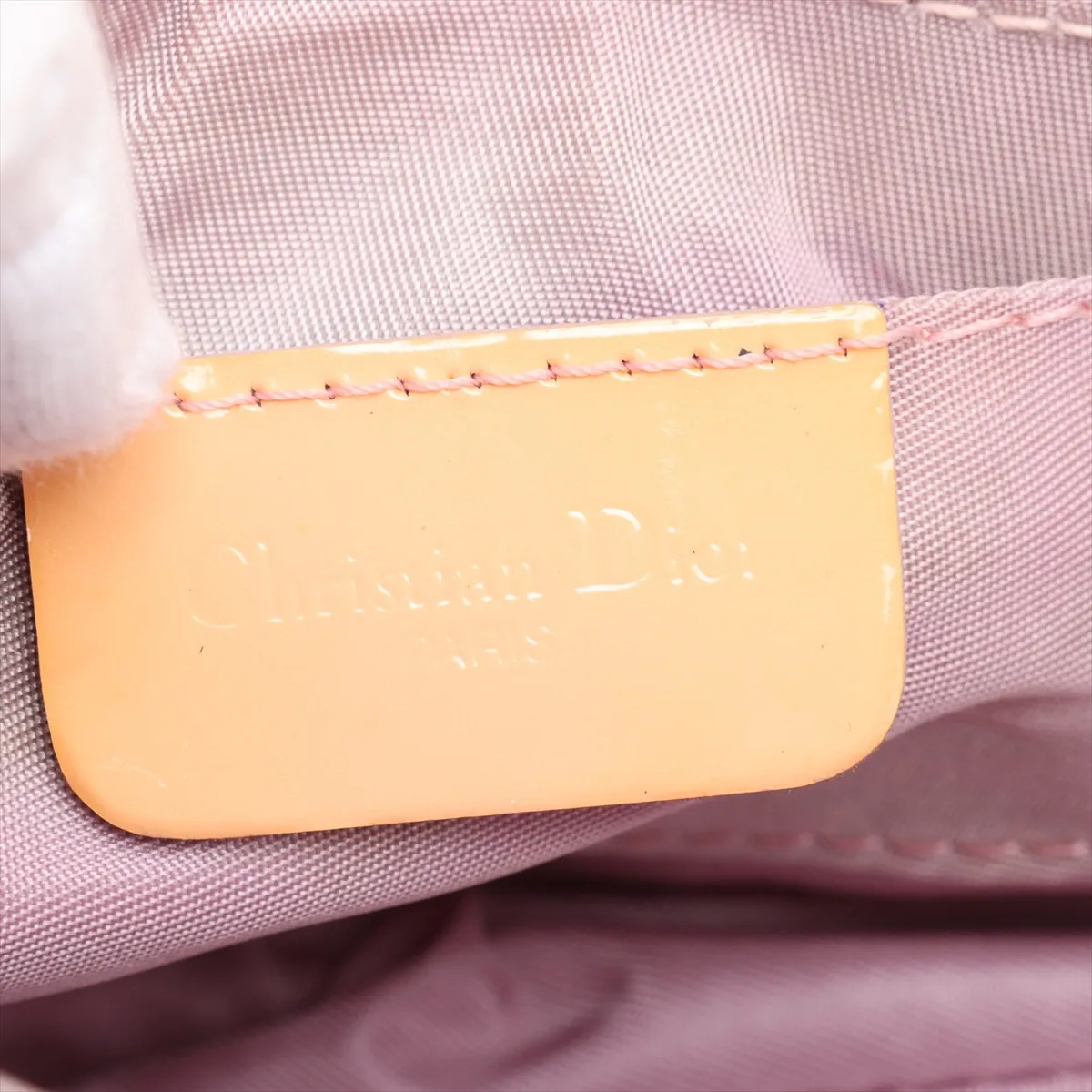 Trotter Saddle Patent Leather Clutch Bag, Orange, Charm partially missing. — view 8