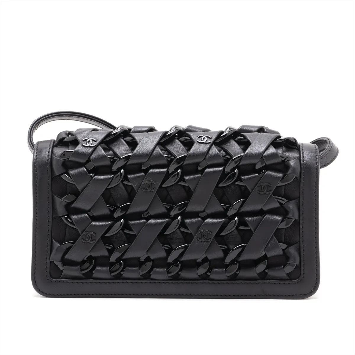 Coco Mark Lambskin Shoulder Bag, Black with Silver Hardware, 18027594, serial number in the 18 range. — view 2