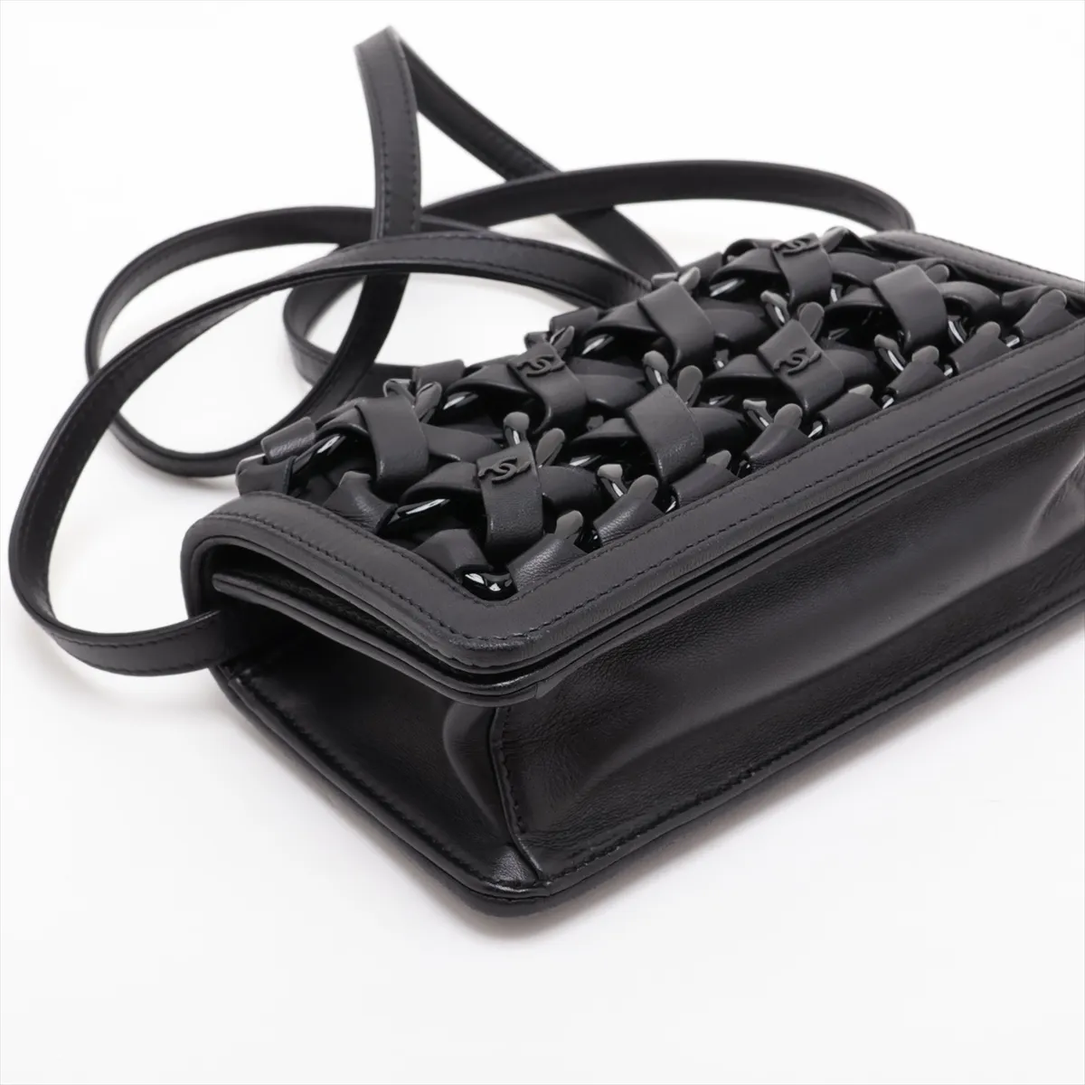 Coco Mark Lambskin Shoulder Bag, Black with Silver Hardware, 18027594, serial number in the 18 range. — view 4