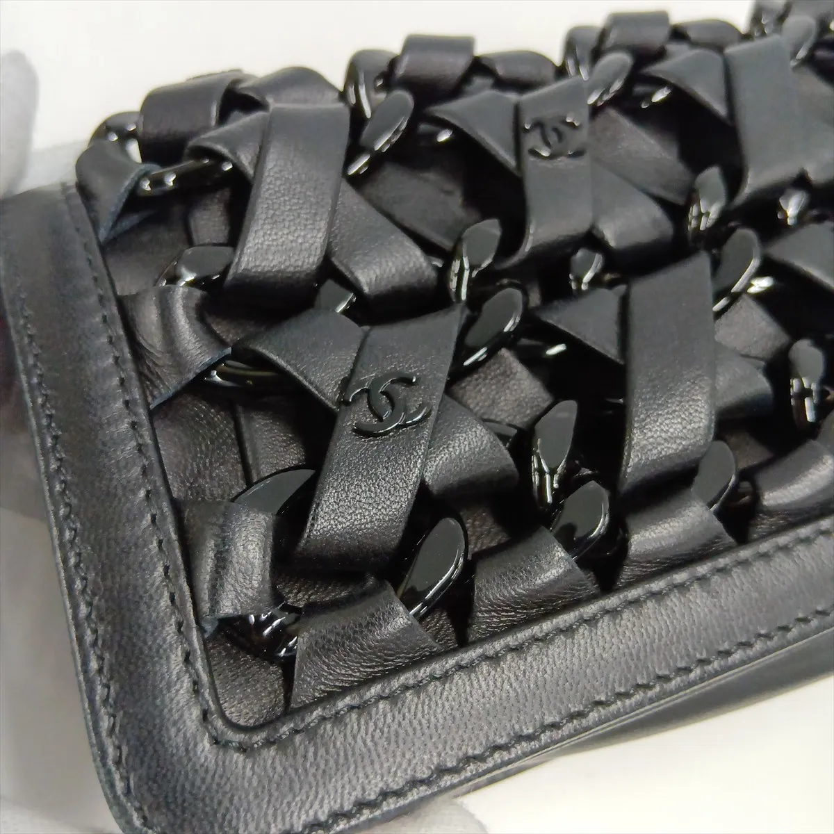 Coco Mark Lambskin Shoulder Bag, Black with Silver Hardware, 18027594, serial number in the 18 range. — view 10